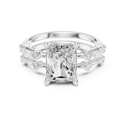 Radiant Lab Grown Diamond Side-Stone Engagement Ring