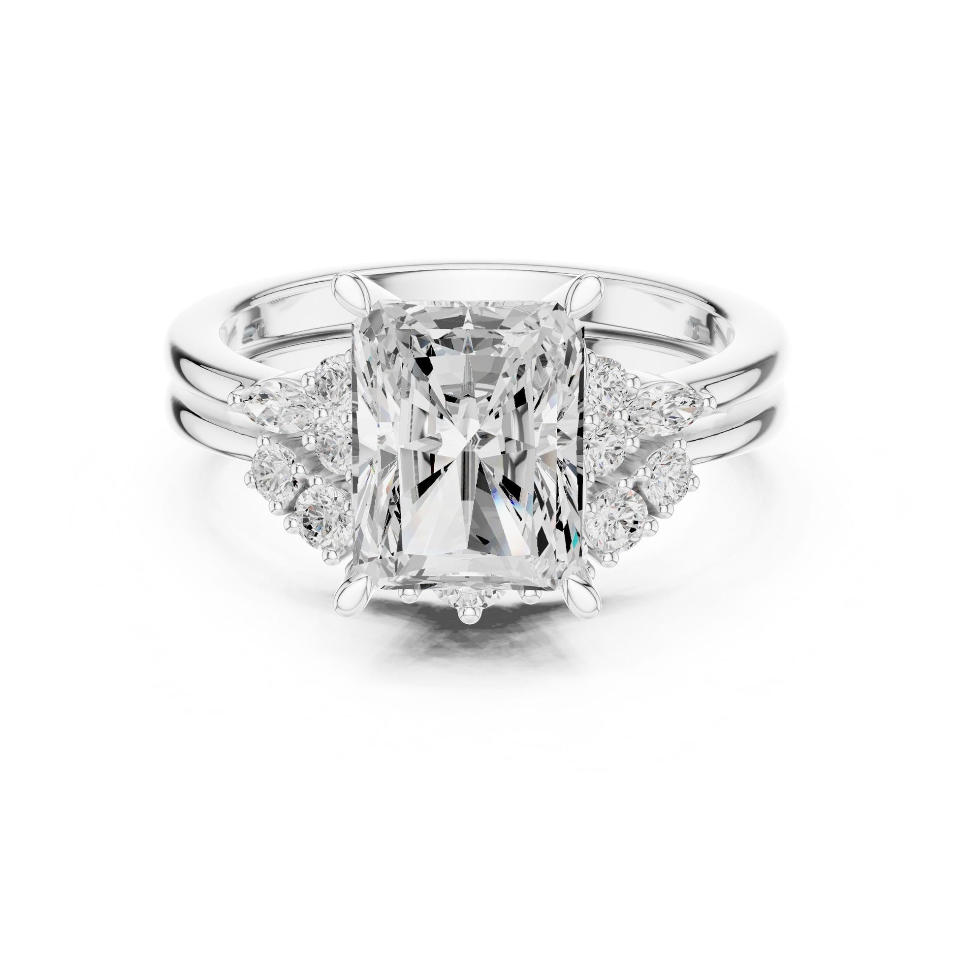 Radiant Lab Grown Diamond Side-Stone Engagement Ring