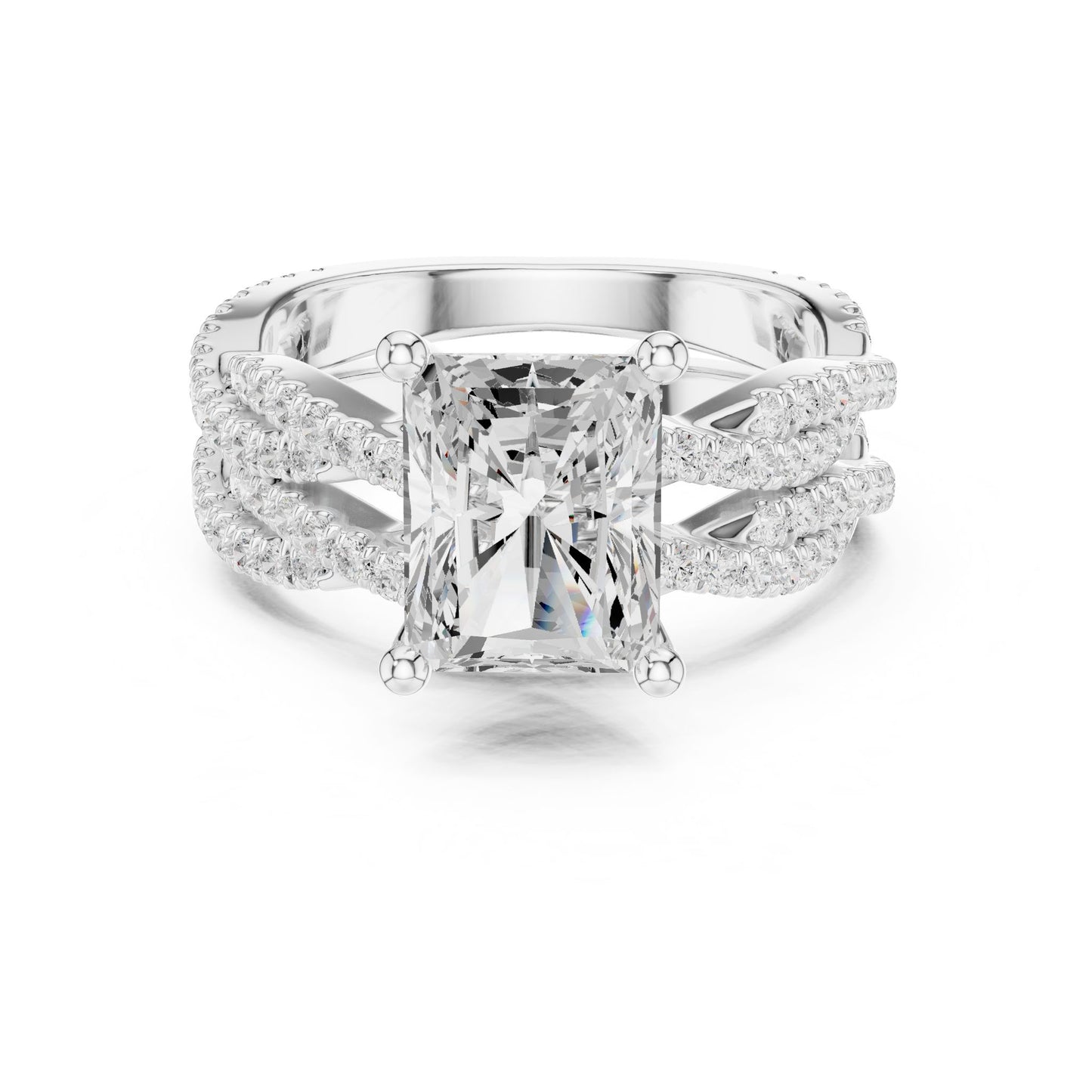 Radiant Lab Grown Diamond Side-Stone Engagement Ring