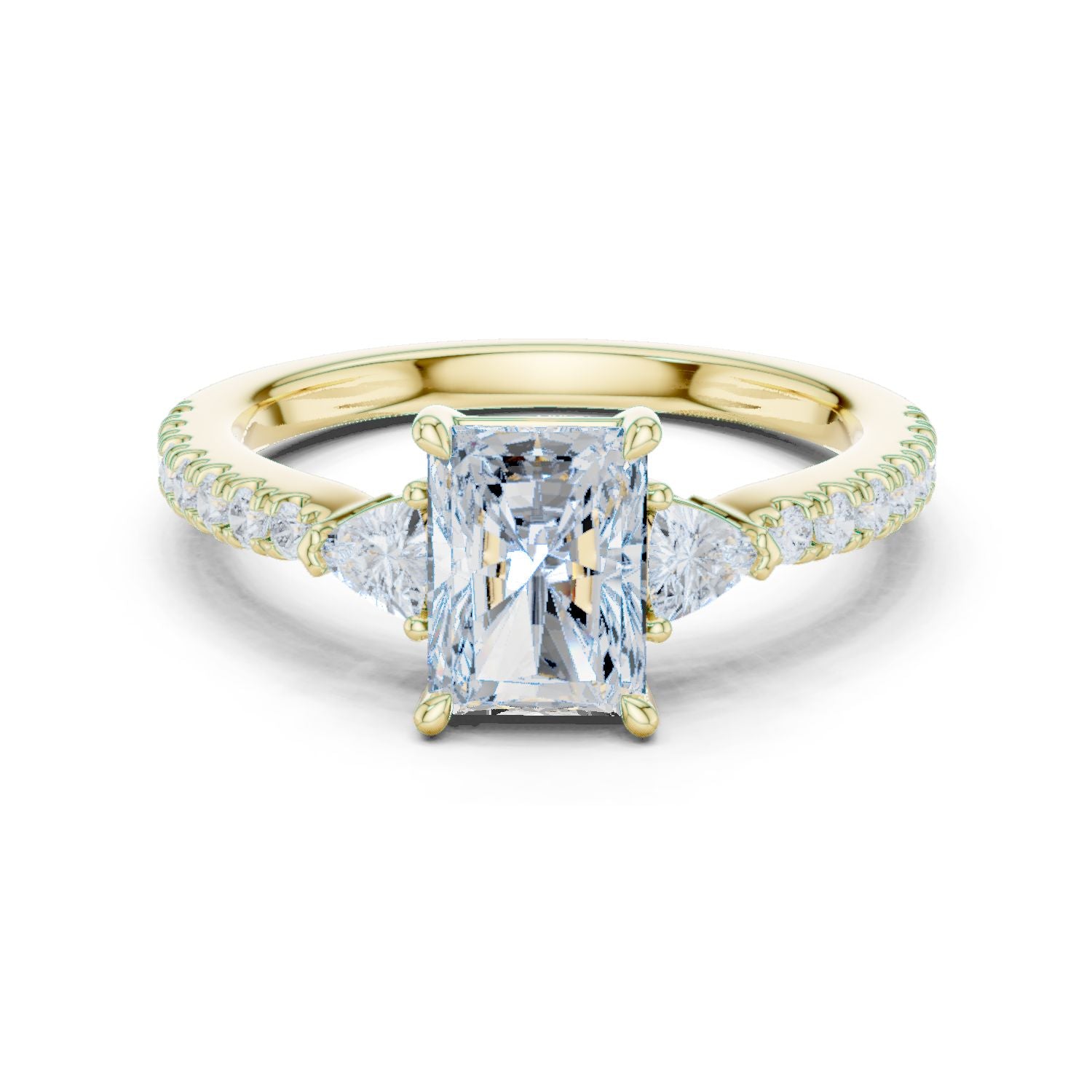 Radiant Lab Grown Diamond Side-Stone Engagement Ring