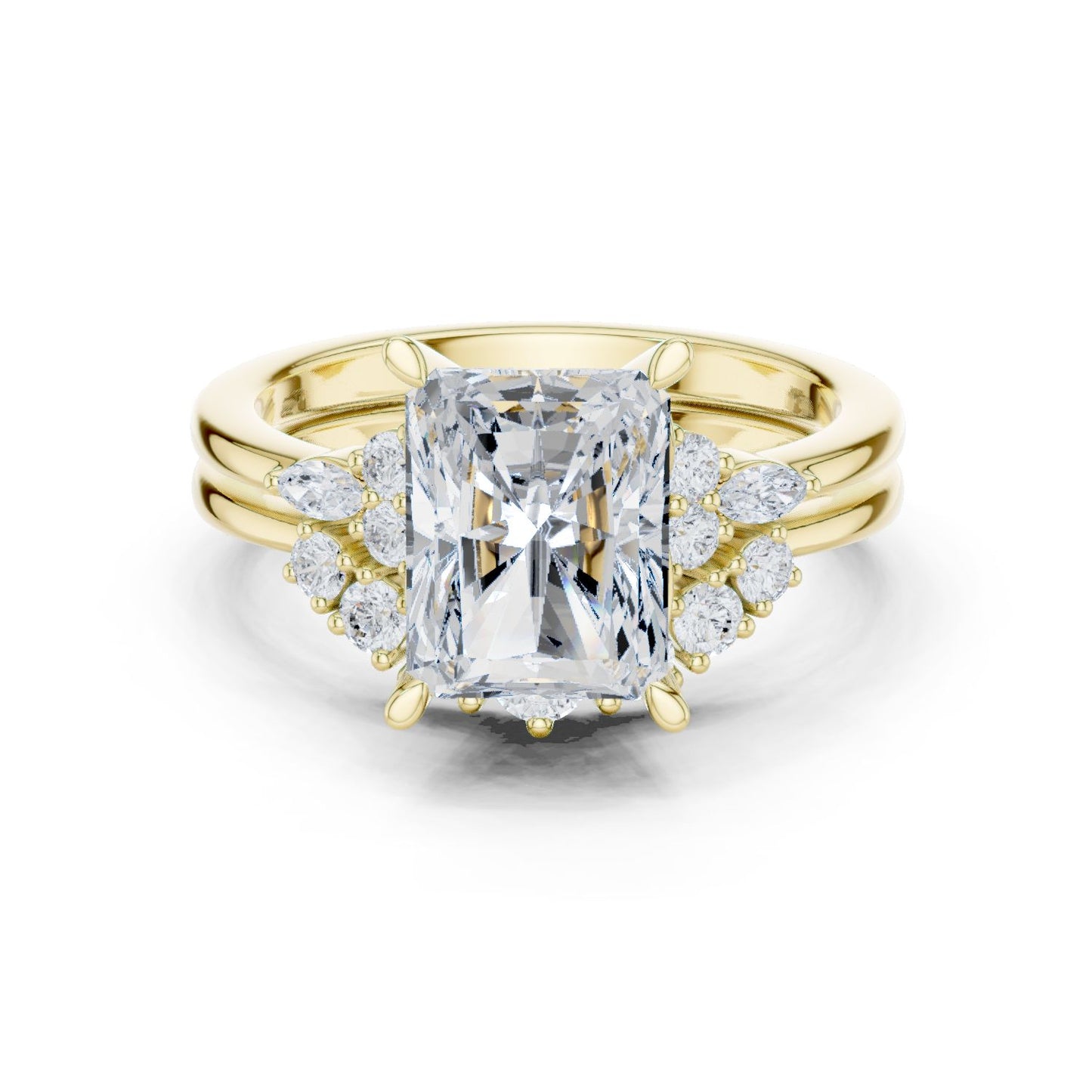 Radiant Lab Grown Diamond Side-Stone Engagement Ring