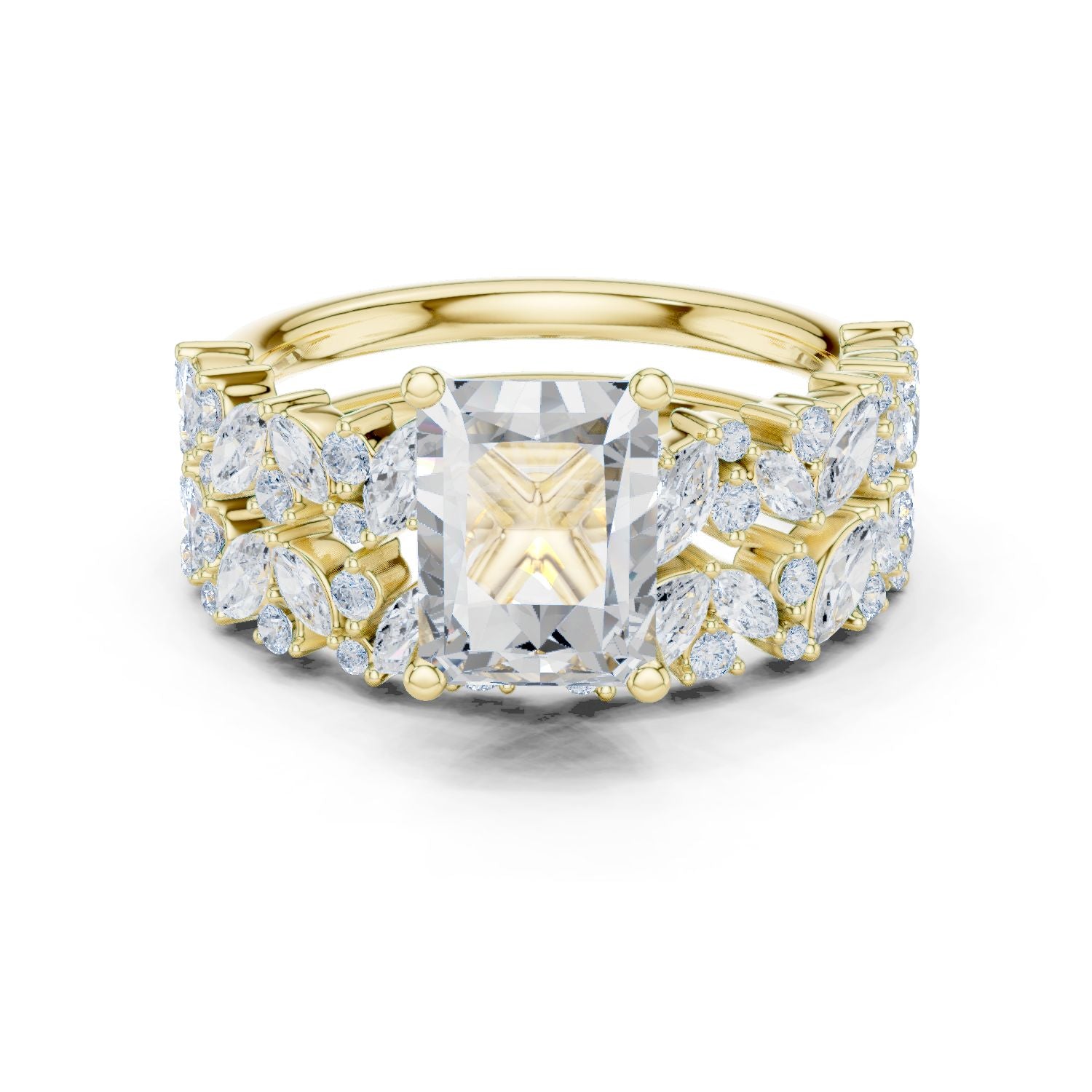 Radiant Lab Grown Diamond Side-Stone Engagement Ring