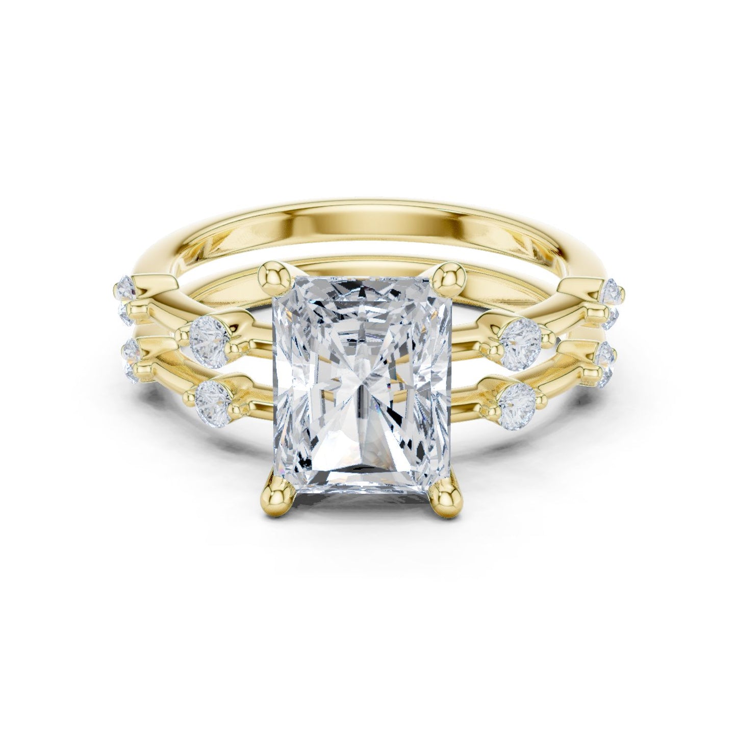 Radiant Lab Grown Diamond Side-Stone Engagement Ring