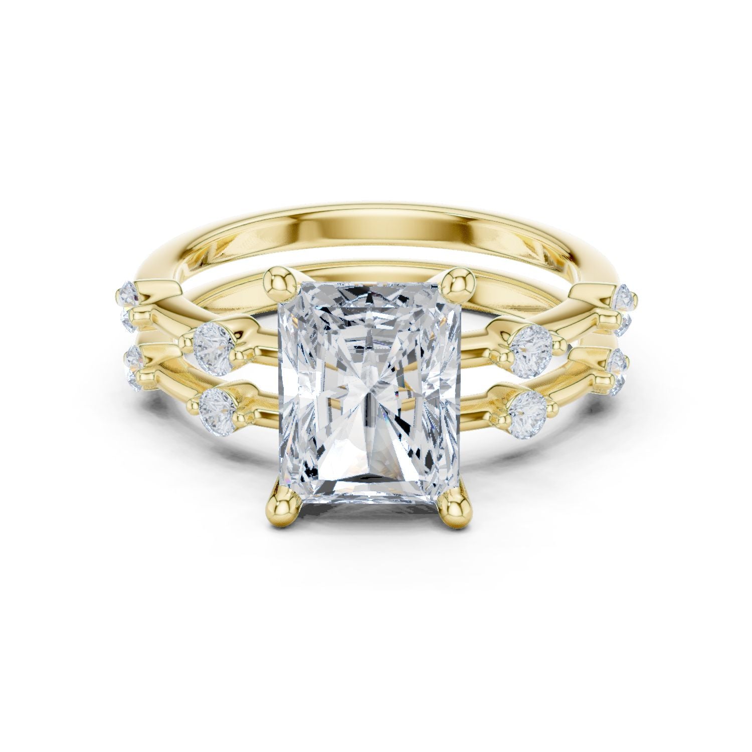 Radiant Lab Grown Diamond Side-Stone Engagement Ring