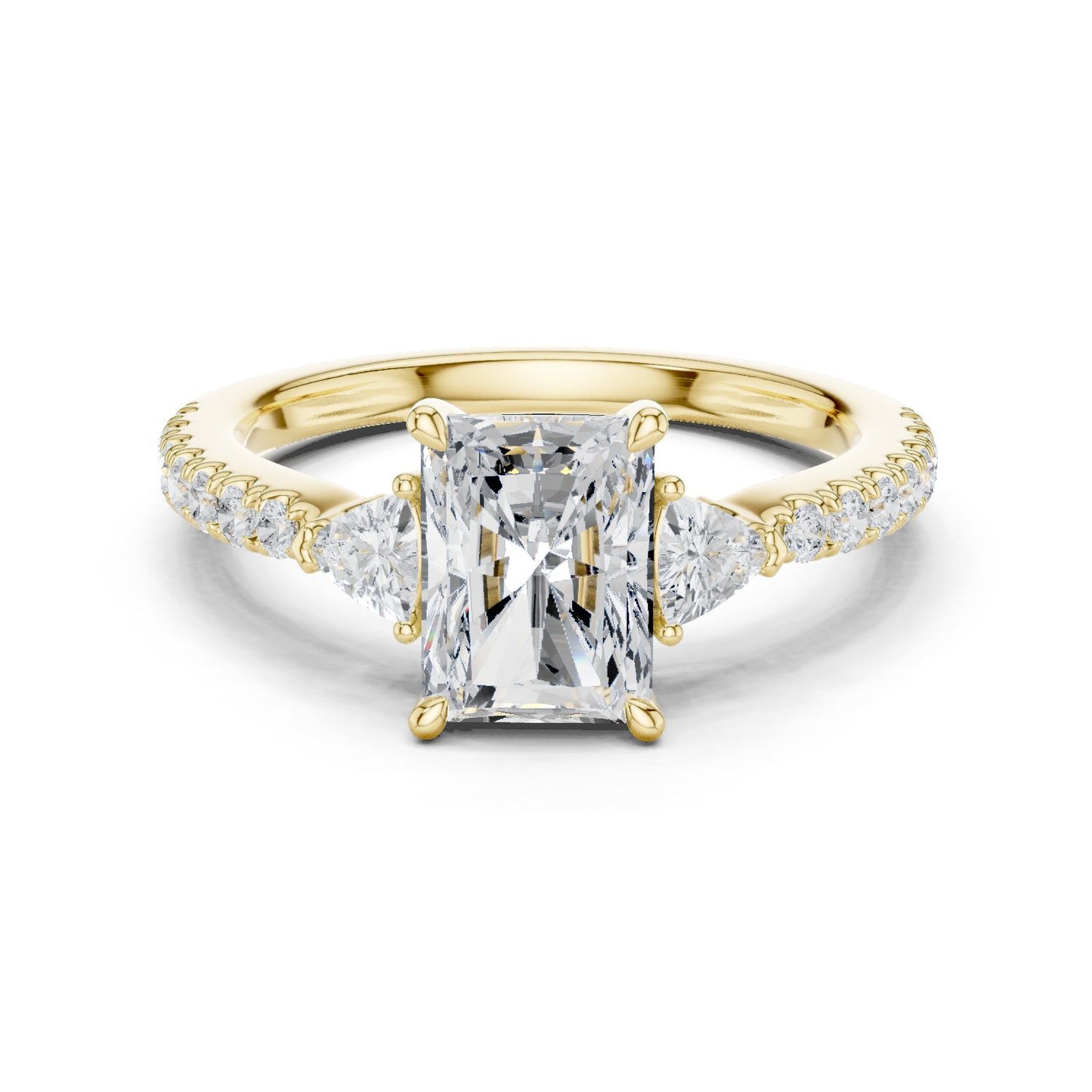 Radiant Lab Grown Diamond Side-Stone Engagement Ring