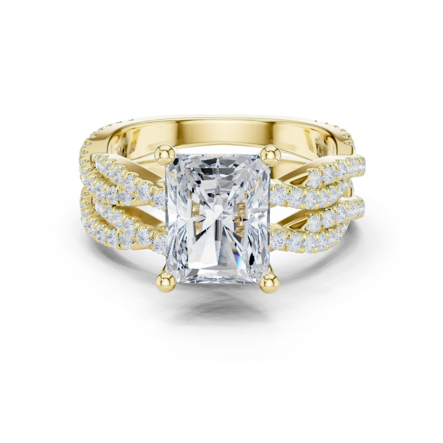 Radiant Lab Grown Diamond Side-Stone Engagement Ring