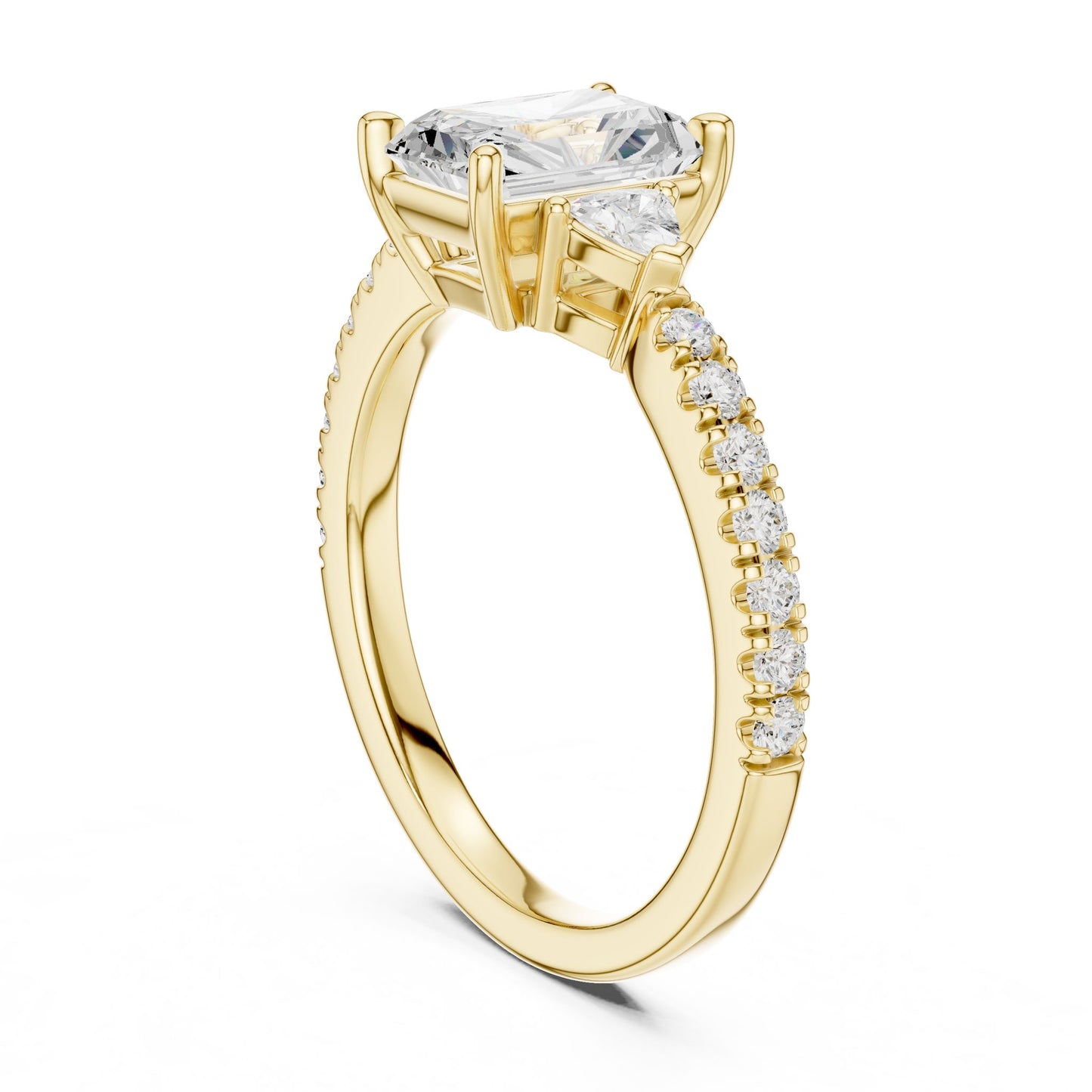Radiant Lab Grown Diamond Side-Stone Engagement Ring