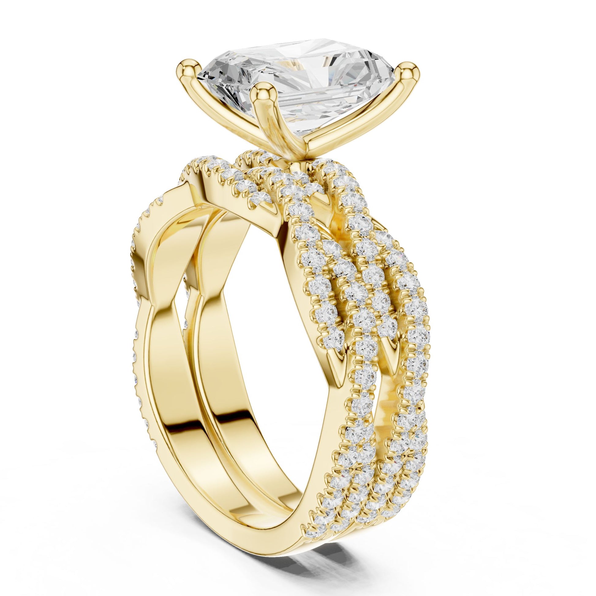 Radiant Lab Grown Diamond Side-Stone Engagement Ring