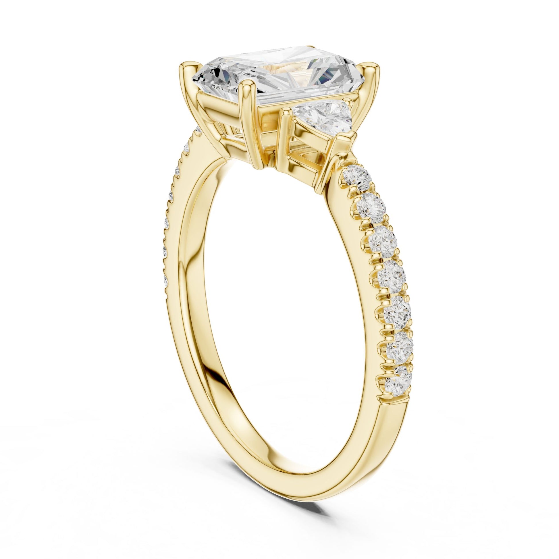 Radiant Lab Grown Diamond Side-Stone Engagement Ring
