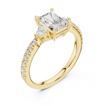 Radiant Lab Grown Diamond Side-Stone Engagement Ring