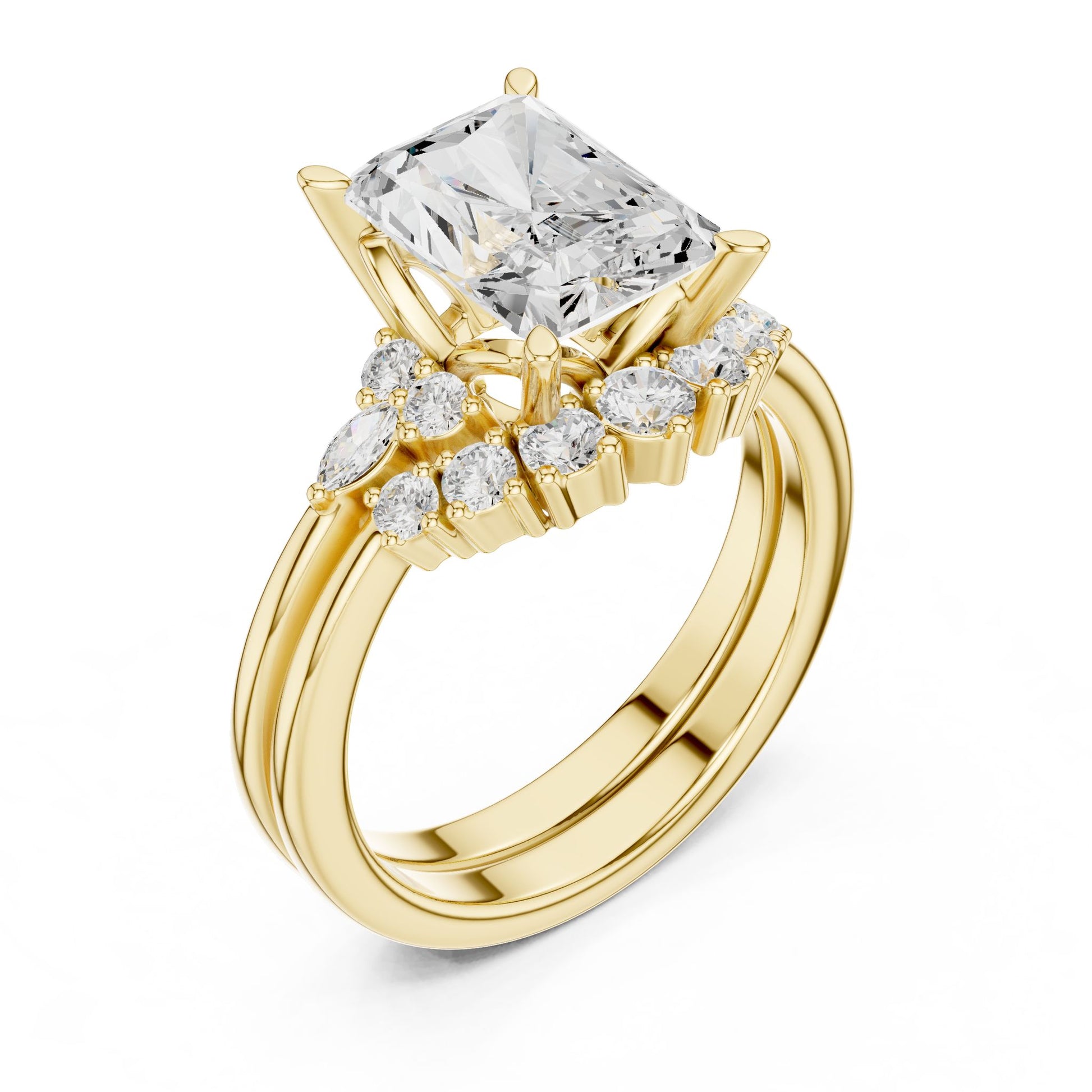 Radiant Lab Grown Diamond Side-Stone Engagement Ring