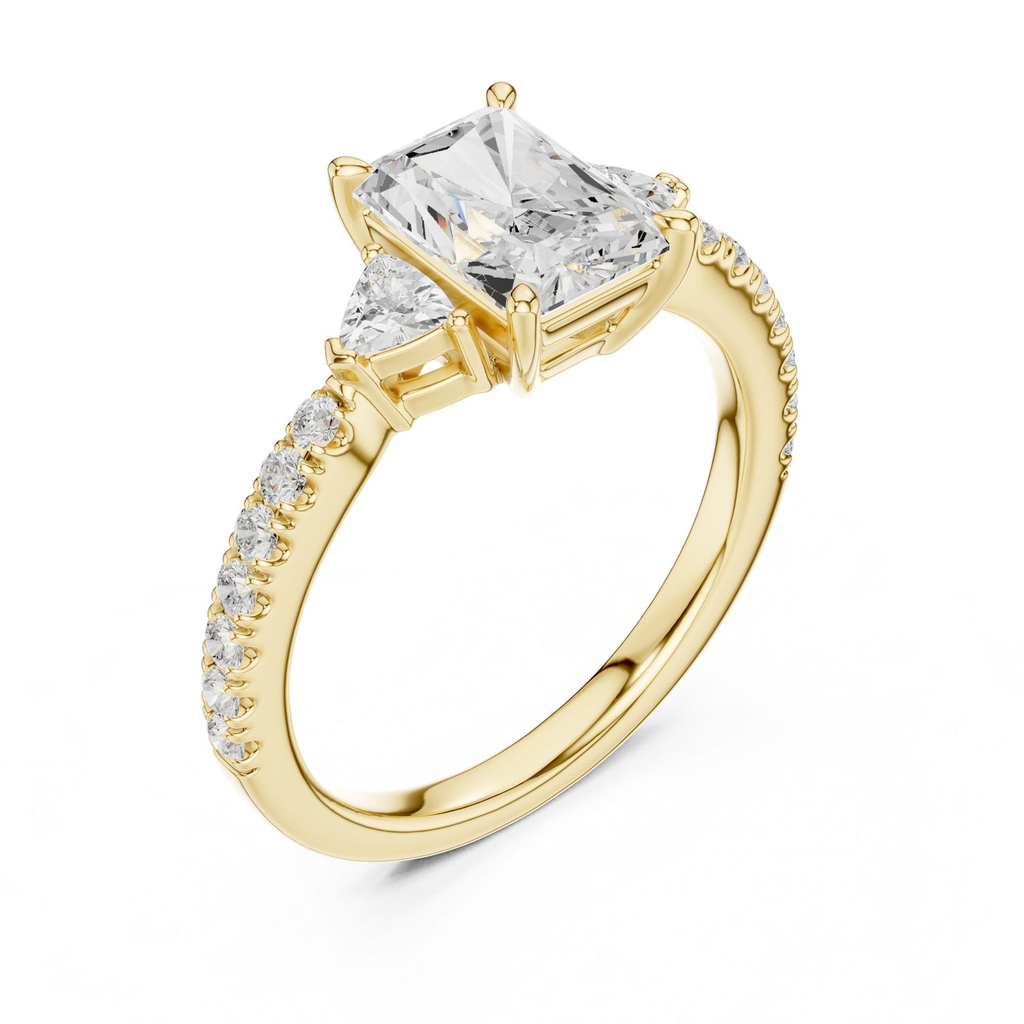 Radiant Lab Grown Diamond Side-Stone Engagement Ring