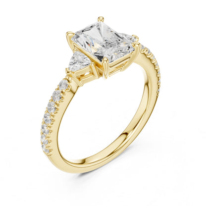 Radiant Lab Grown Diamond Side-Stone Engagement Ring