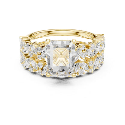 Radiant Lab Grown Diamond Side-Stone Engagement Ring
