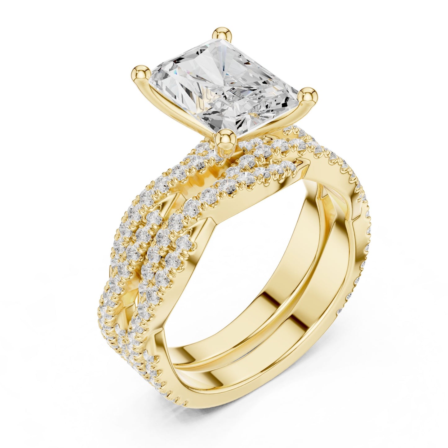 Radiant Lab Grown Diamond Side-Stone Engagement Ring