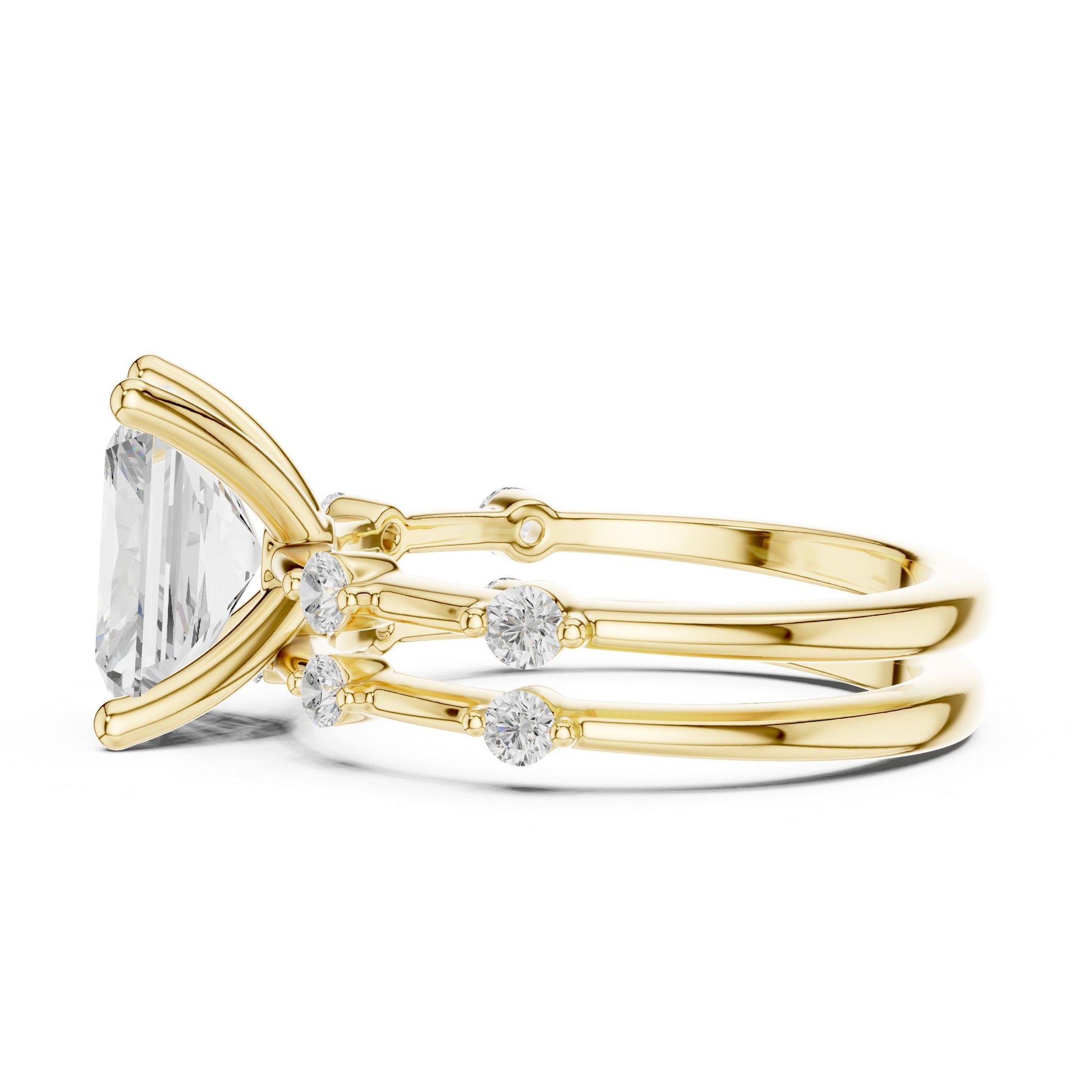 Radiant Lab Grown Diamond Side-Stone Engagement Ring