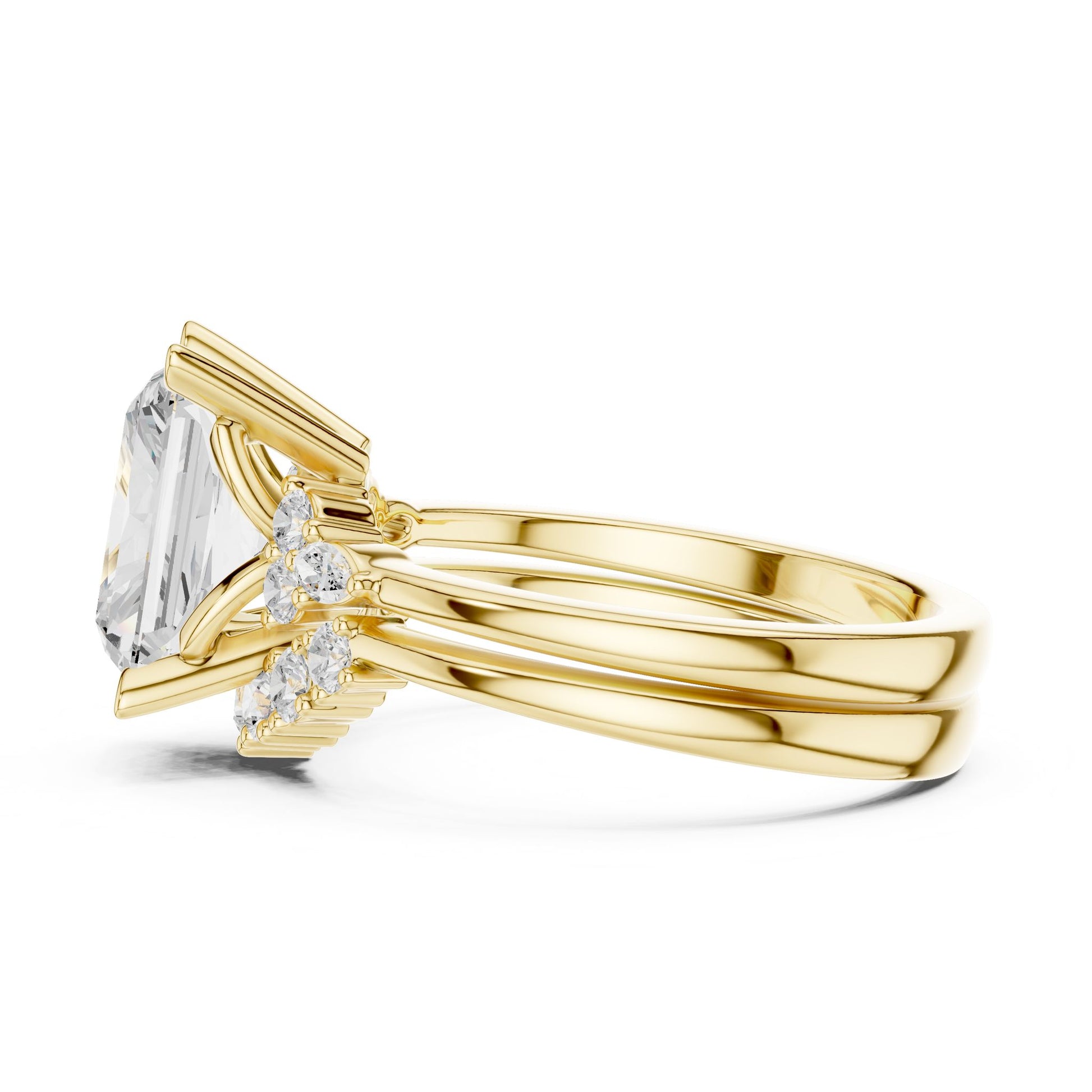 Radiant Lab Grown Diamond Side-Stone Engagement Ring