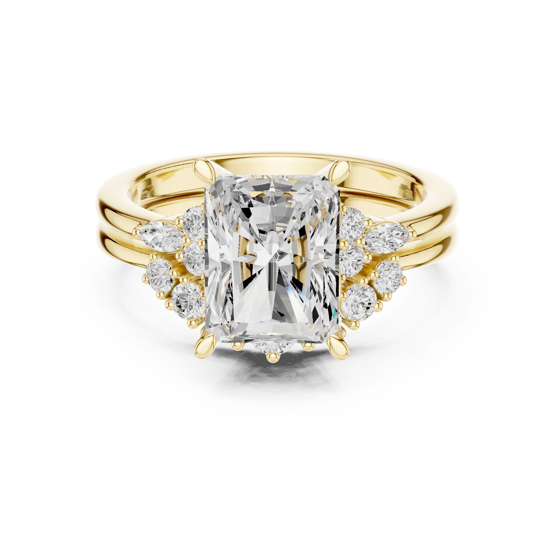 Radiant Lab Grown Diamond Side-Stone Engagement Ring