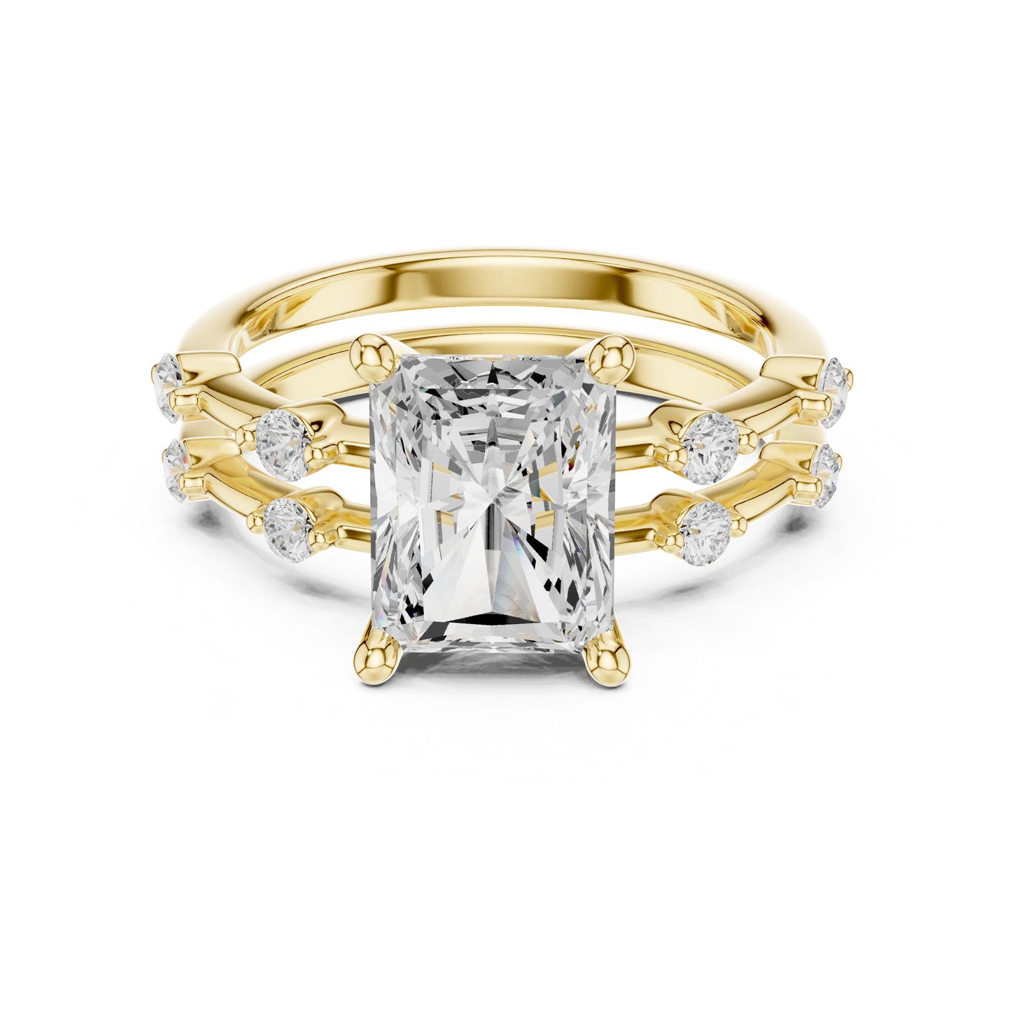 Radiant Lab Grown Diamond Side-Stone Engagement Ring
