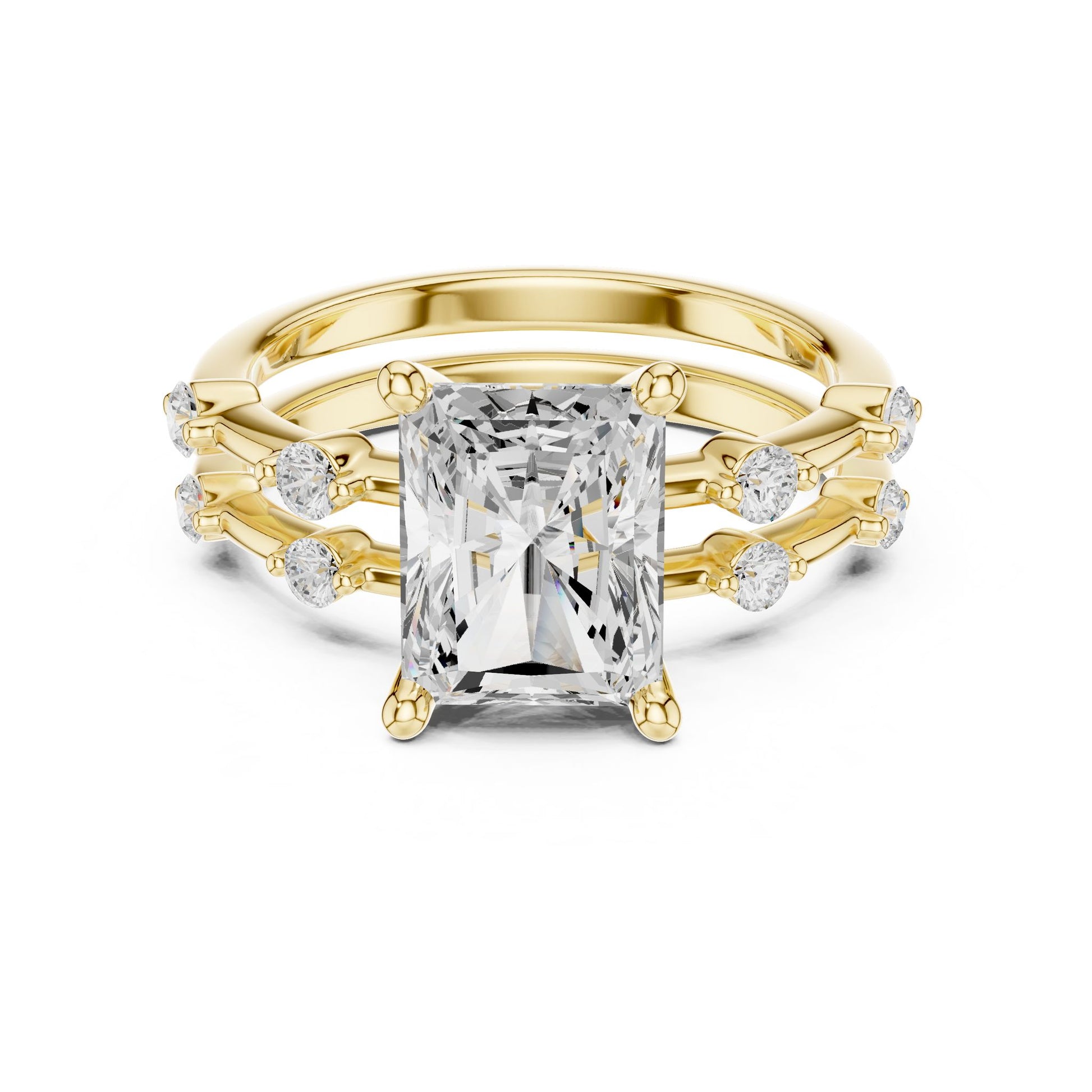Radiant Lab Grown Diamond Side-Stone Engagement Ring