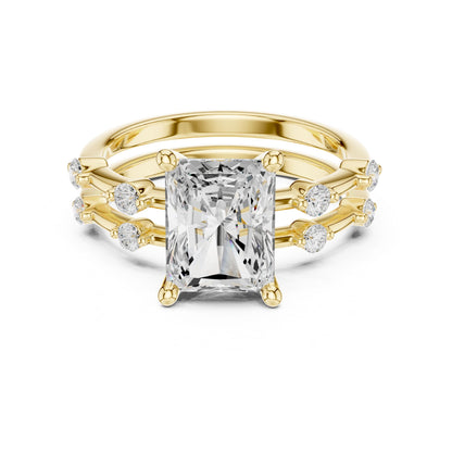 Radiant Lab Grown Diamond Side-Stone Engagement Ring