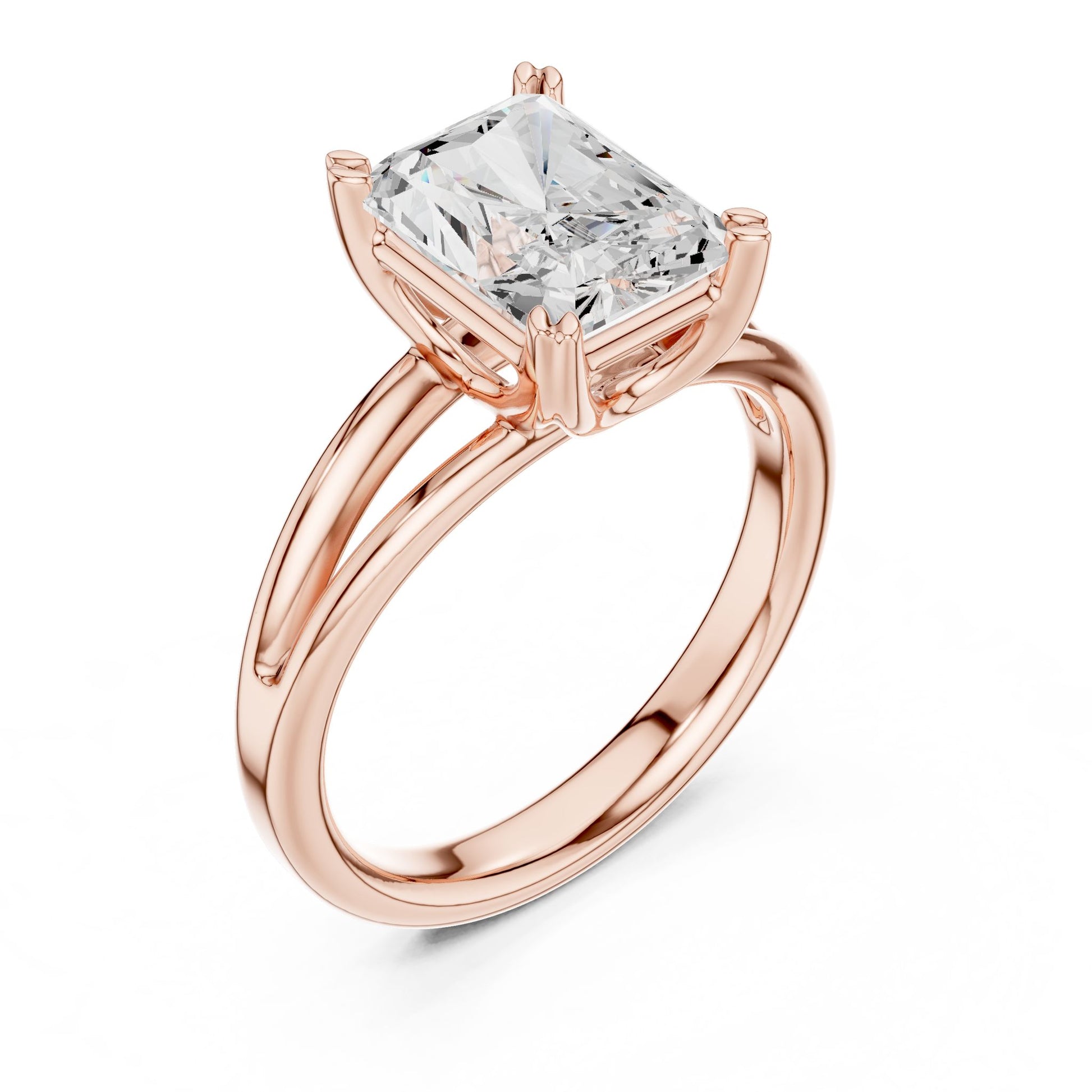 Radiant Lab Grown Diamond Solitaire Engagement Ring