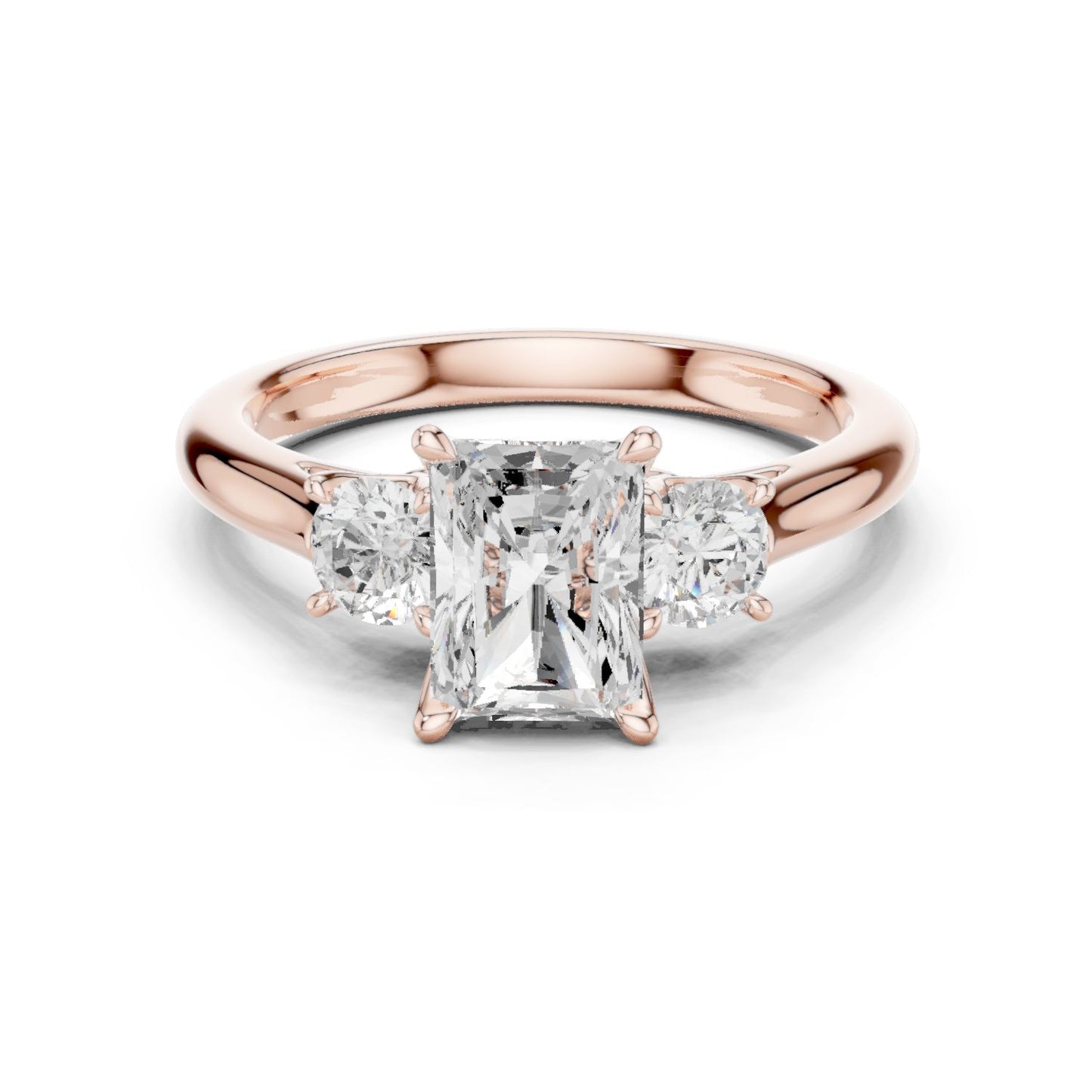 Radiant Lab Grown Diamond Three-Stone Engagement Ring