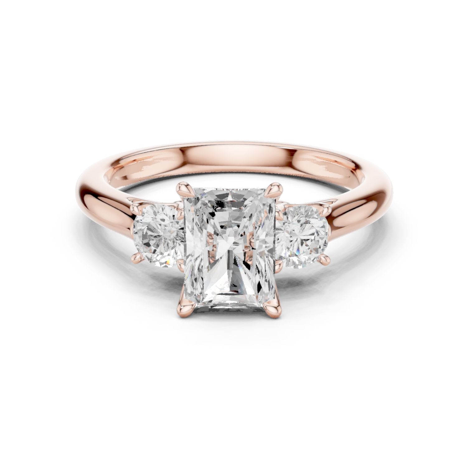 Radiant Lab Grown Diamond Three-Stone Engagement Ring