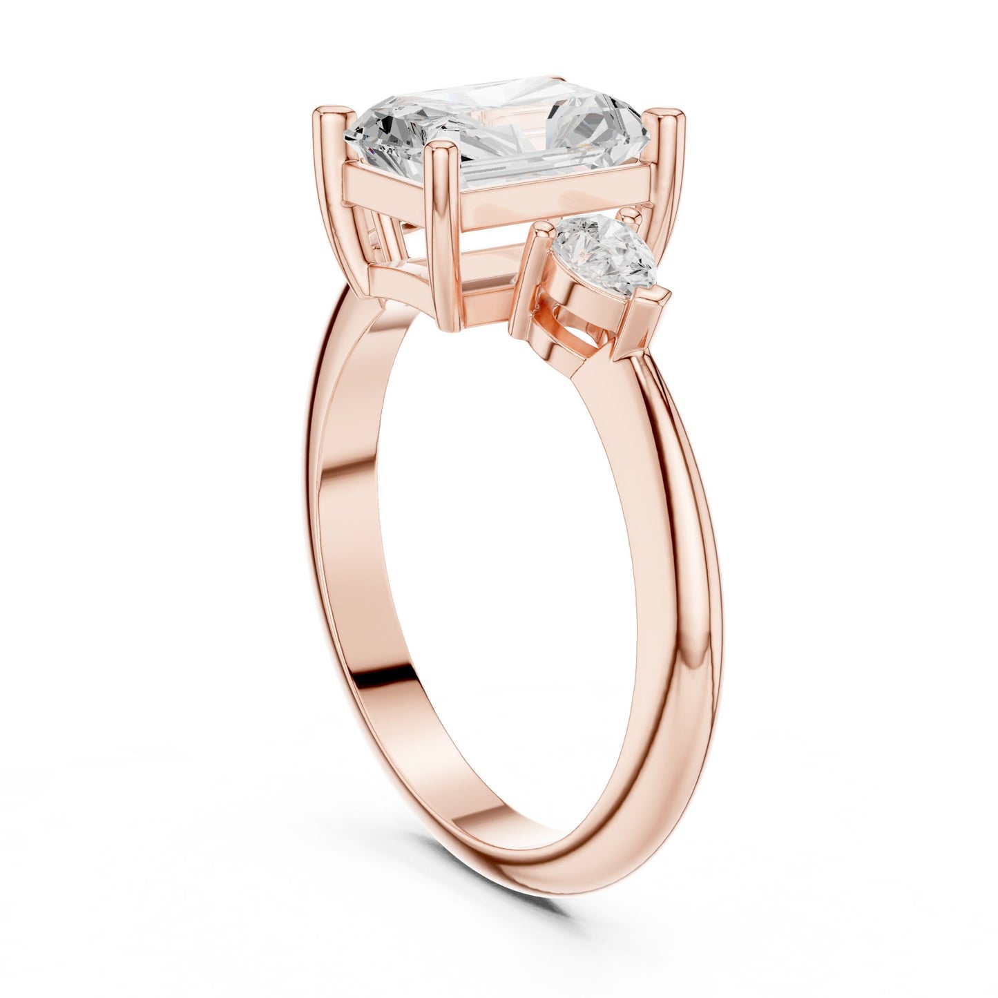 Radiant Lab Grown Diamond Three-Stone Engagement Ring