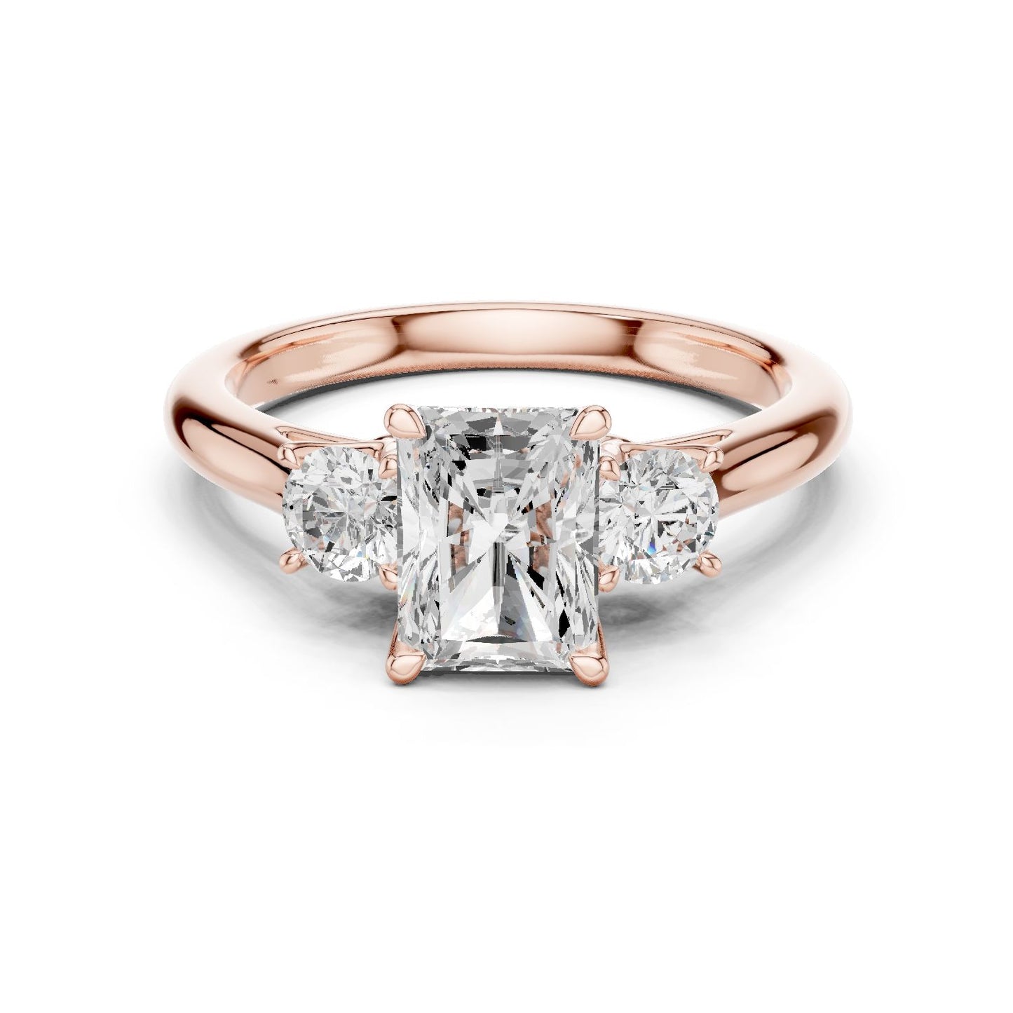 Radiant Lab Grown Diamond Three-Stone Engagement Ring