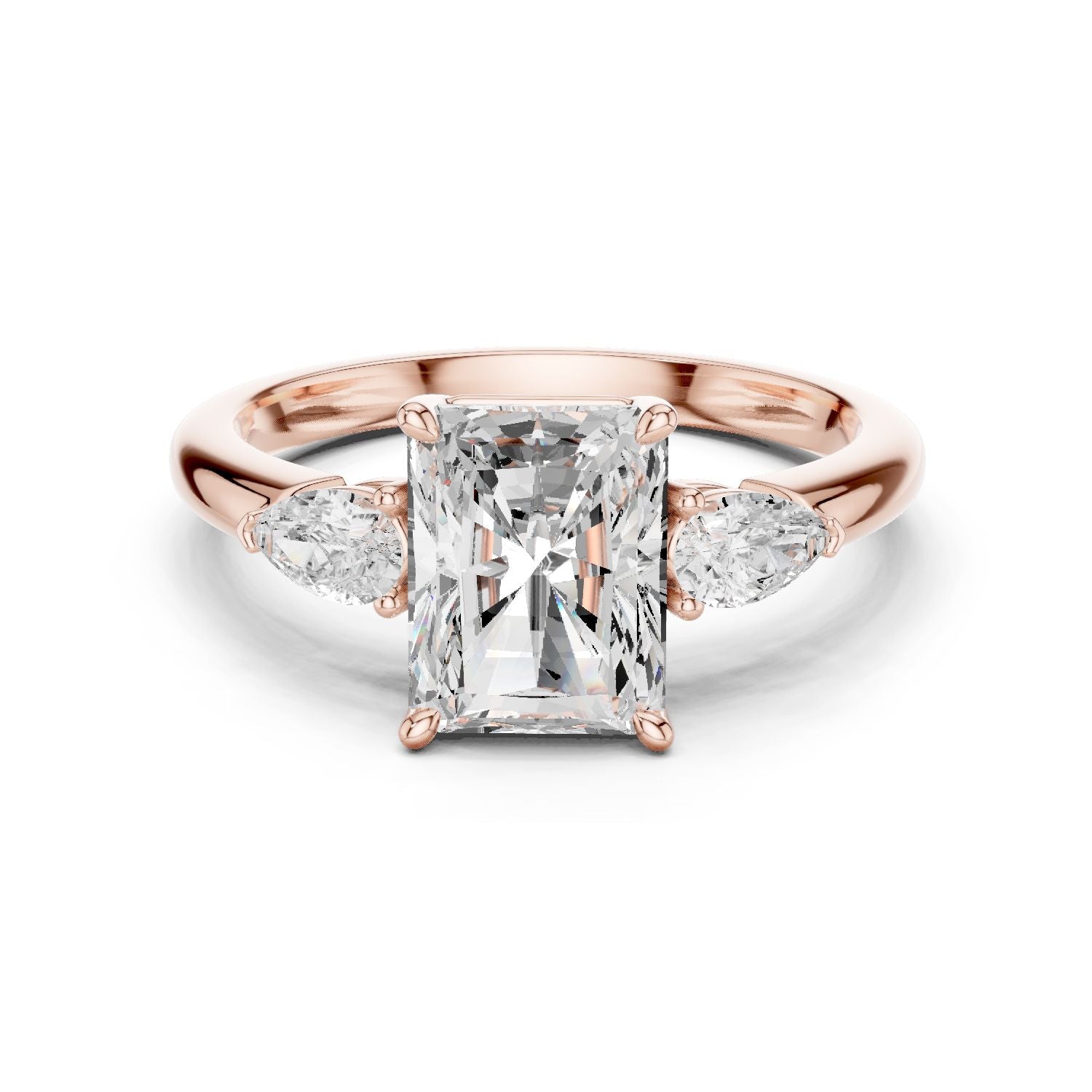 Radiant Lab Grown Diamond Three-Stone Engagement Ring