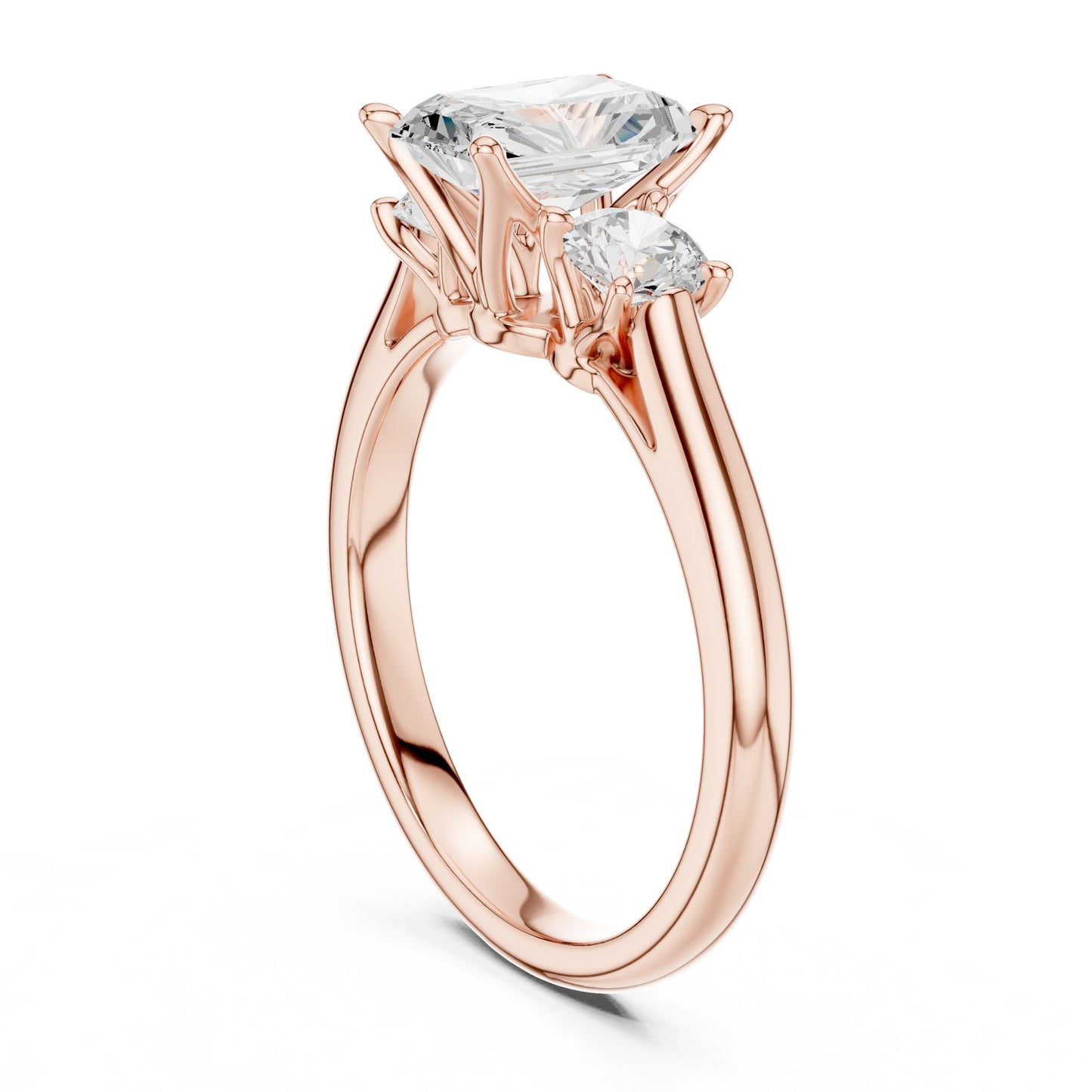 Radiant Lab Grown Diamond Three-Stone Engagement Ring