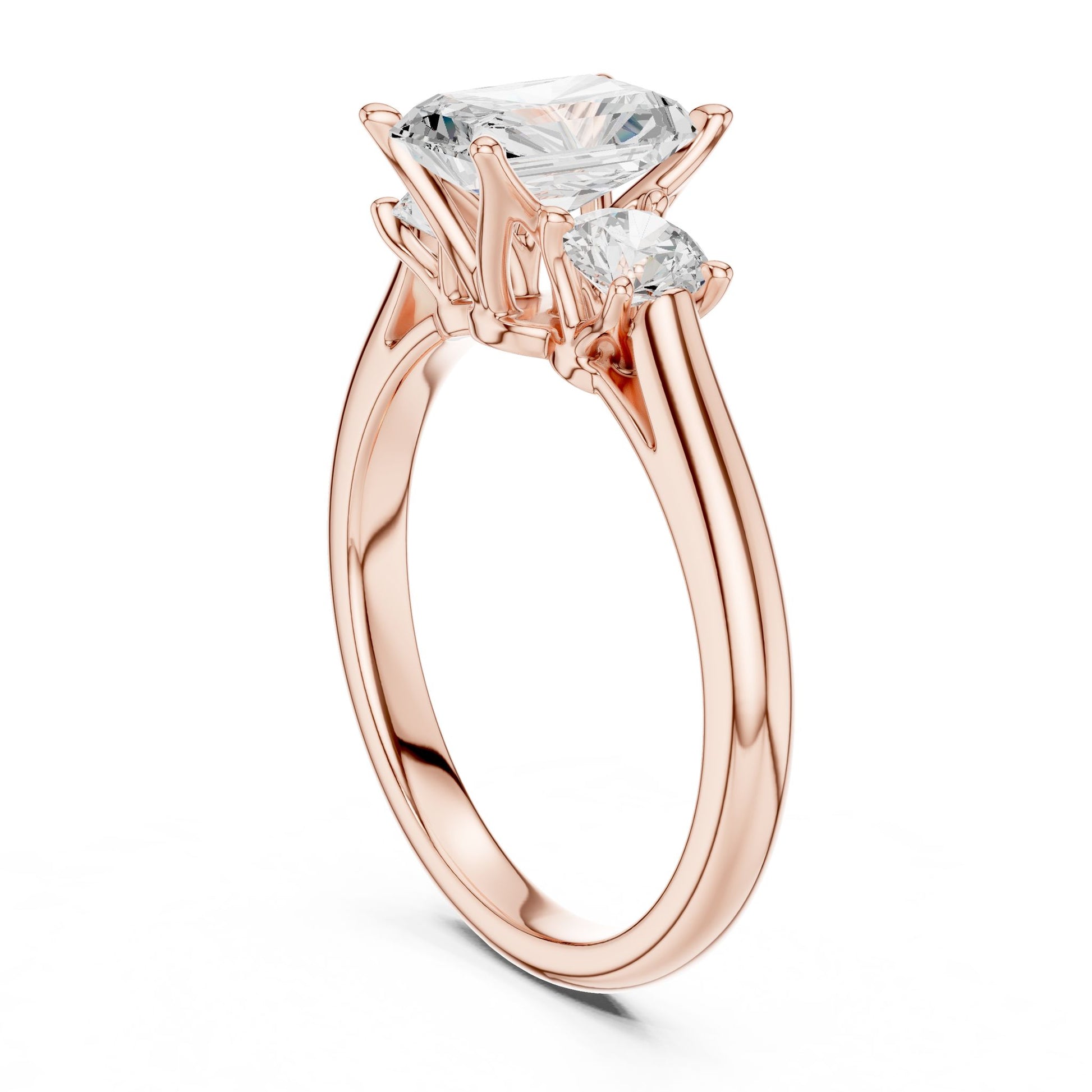 Radiant Lab Grown Diamond Three-Stone Engagement Ring