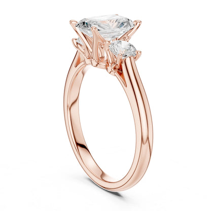 Radiant Lab Grown Diamond Three-Stone Engagement Ring