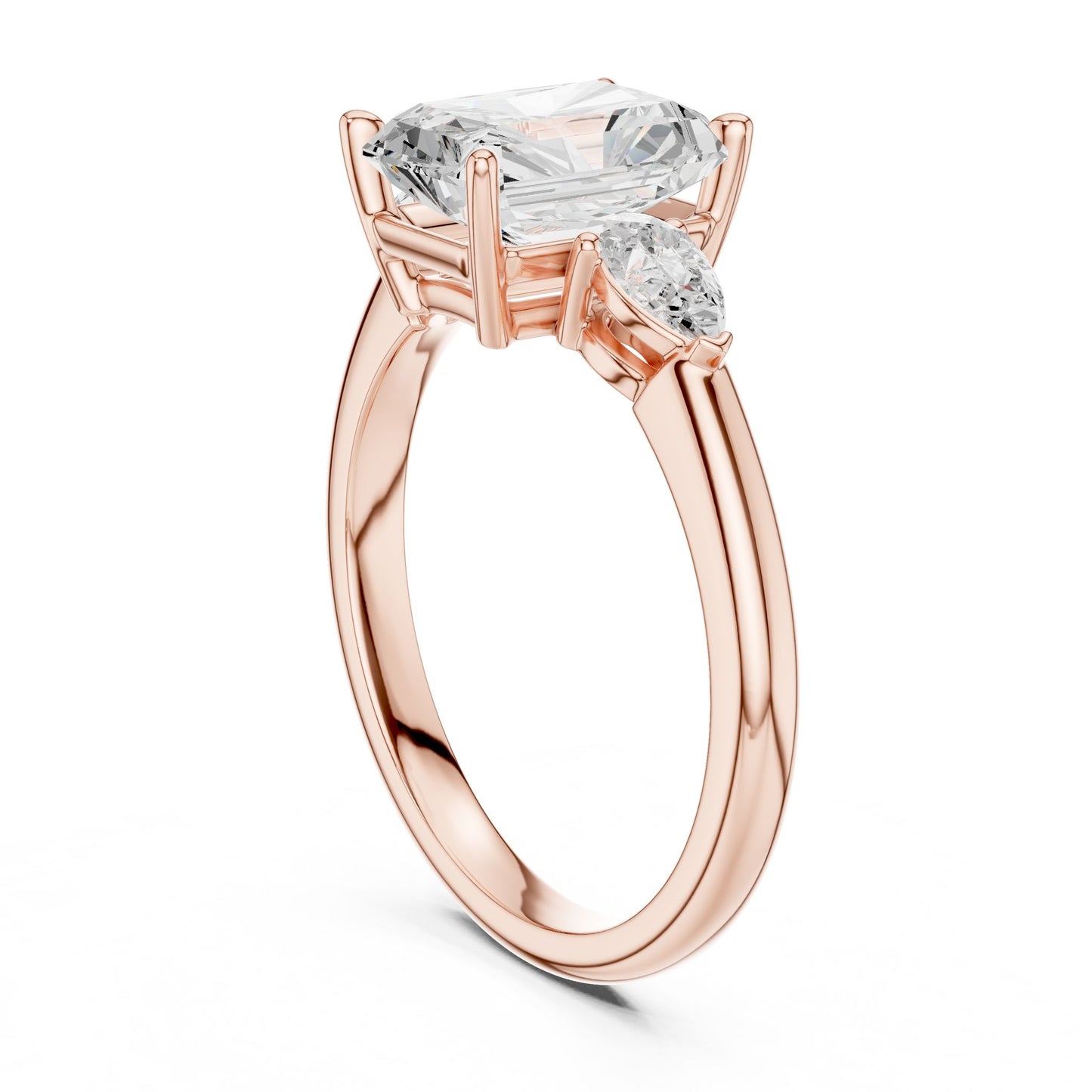 Radiant Lab Grown Diamond Three-Stone Engagement Ring