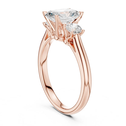 Radiant Lab Grown Diamond Three-Stone Engagement Ring