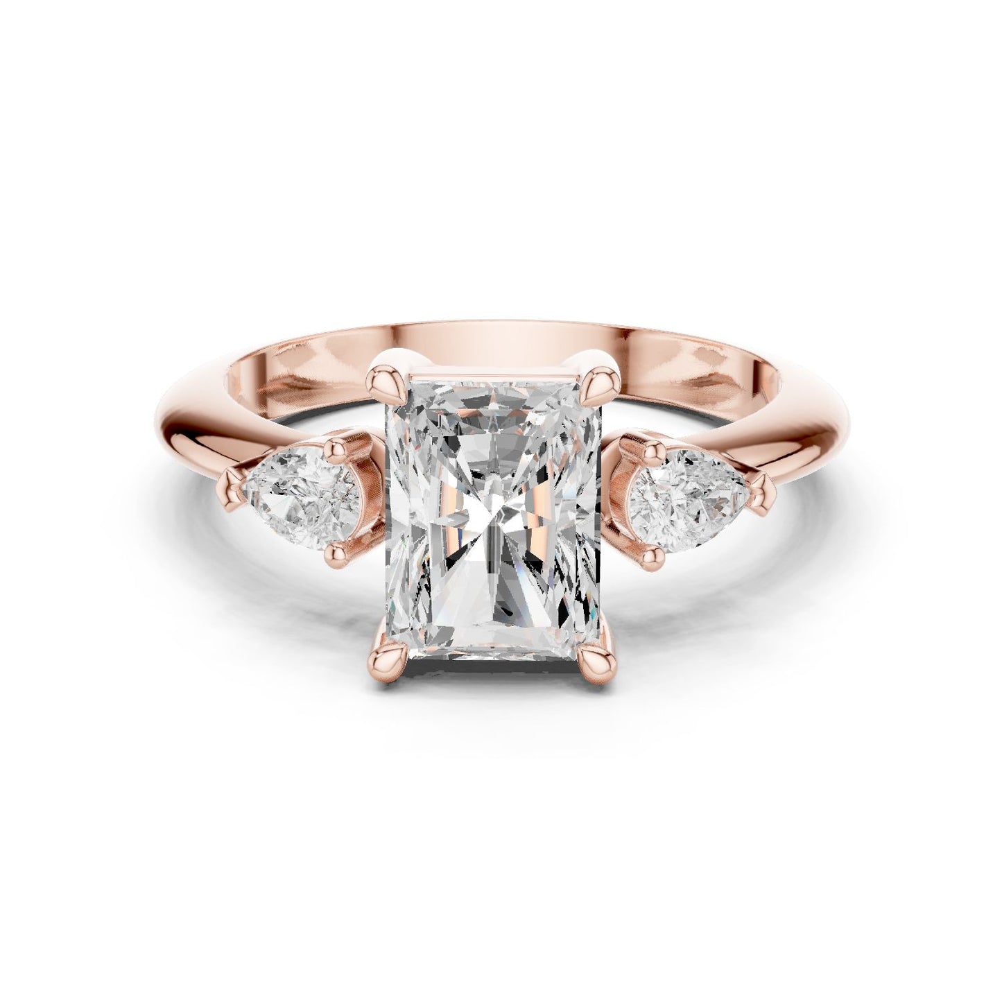 Radiant Lab Grown Diamond Three-Stone Engagement Ring