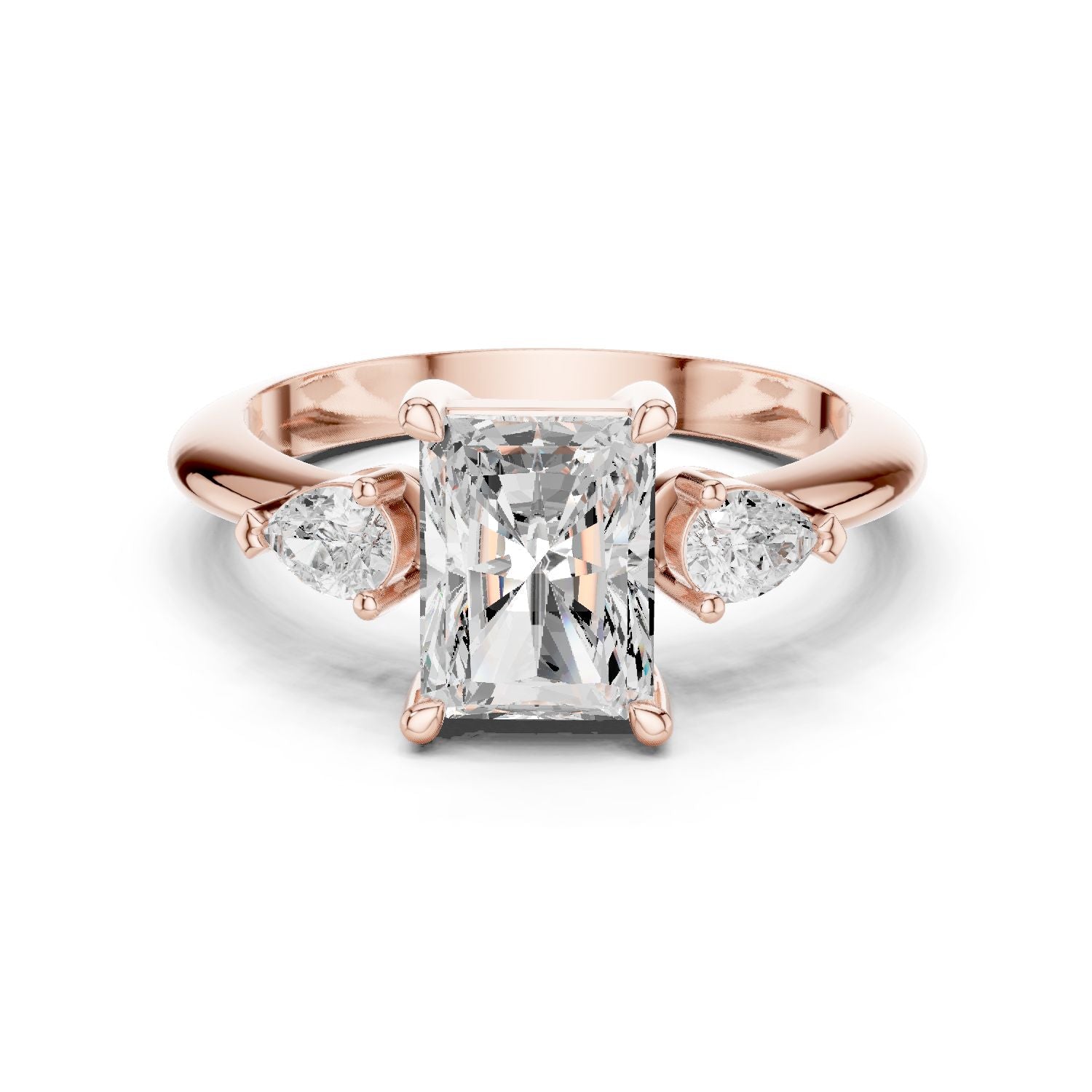 Radiant Lab Grown Diamond Three-Stone Engagement Ring