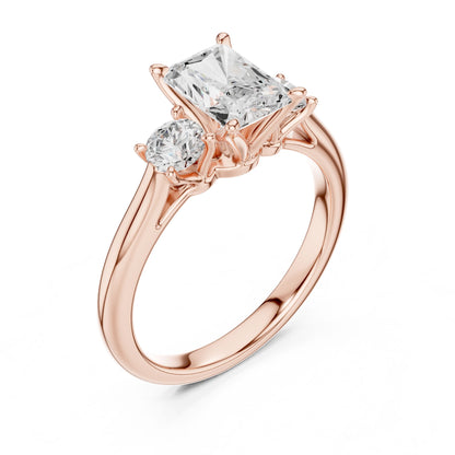 Radiant Lab Grown Diamond Three-Stone Engagement Ring