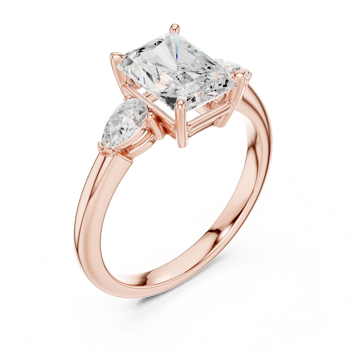 Radiant Lab Grown Diamond Three-Stone Engagement Ring