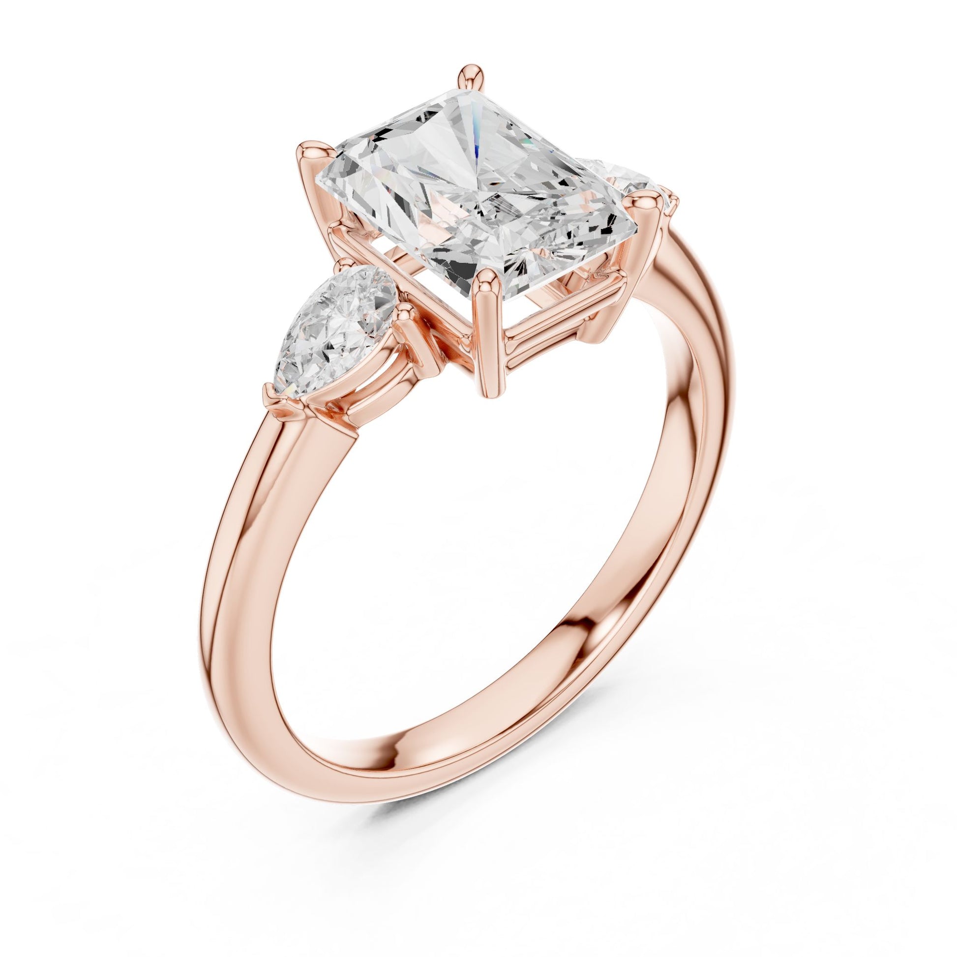 Radiant Lab Grown Diamond Three-Stone Engagement Ring