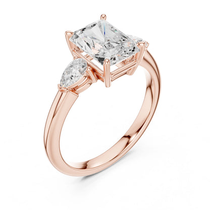 Radiant Lab Grown Diamond Three-Stone Engagement Ring