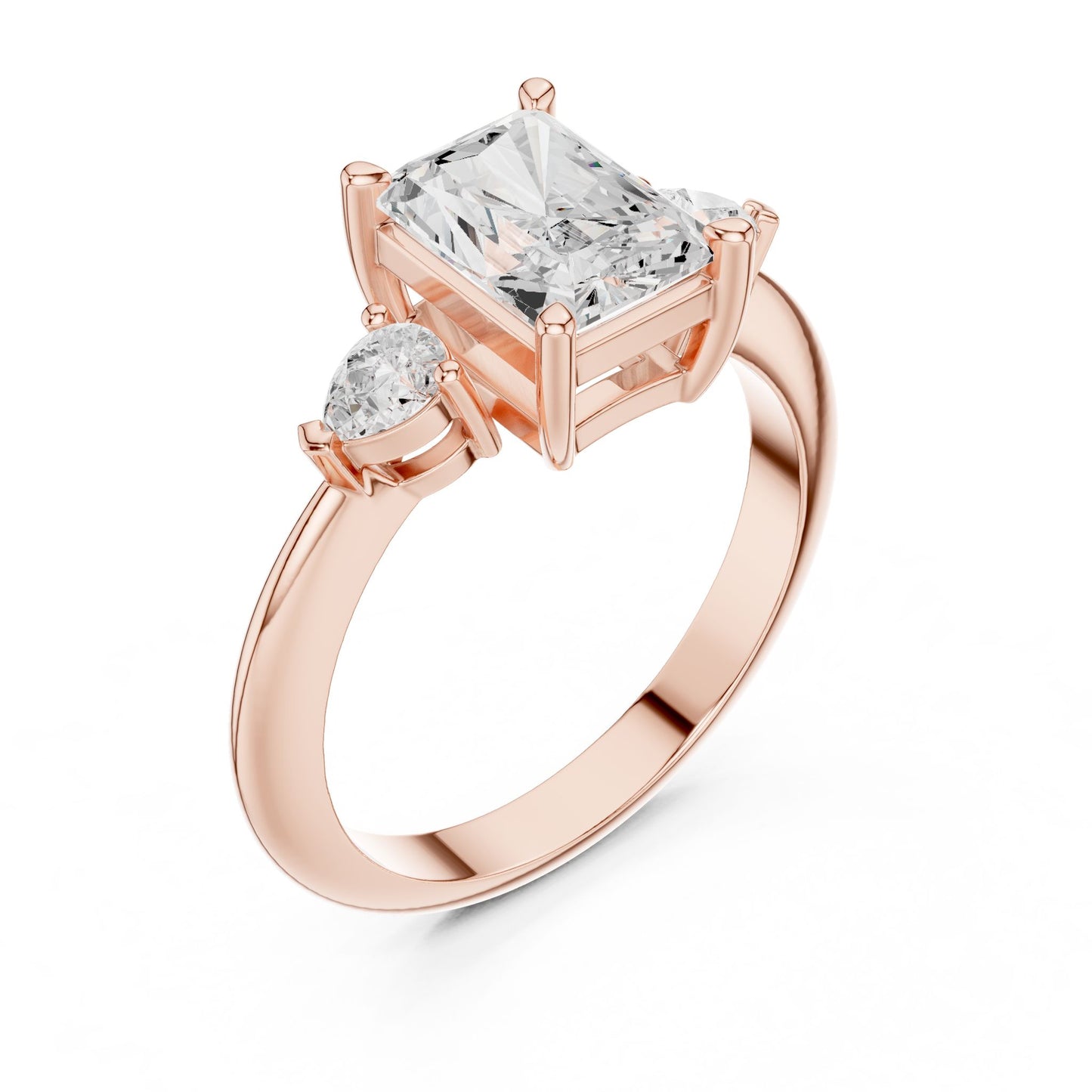 Radiant Lab Grown Diamond Three-Stone Engagement Ring