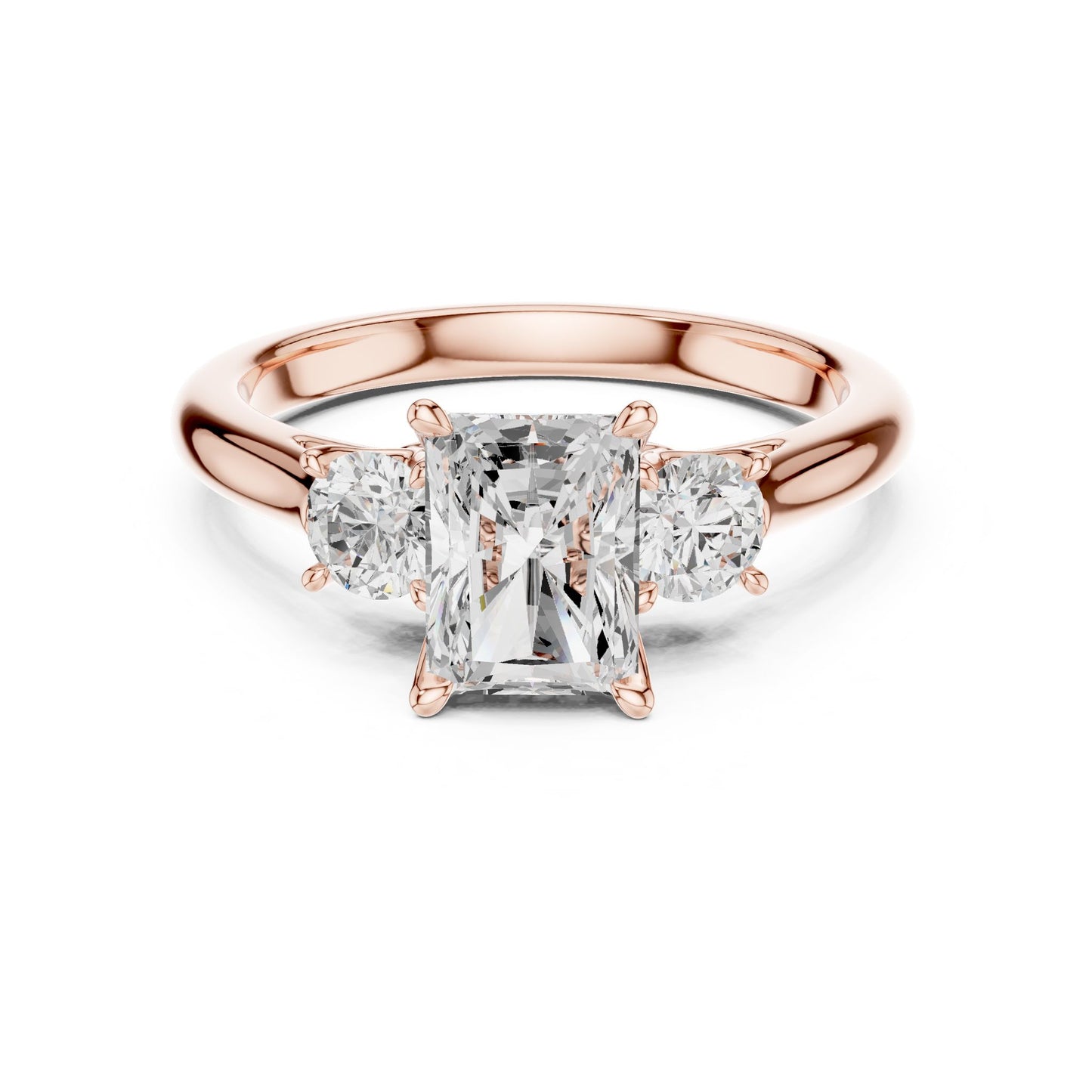 Radiant Lab Grown Diamond Three-Stone Engagement Ring