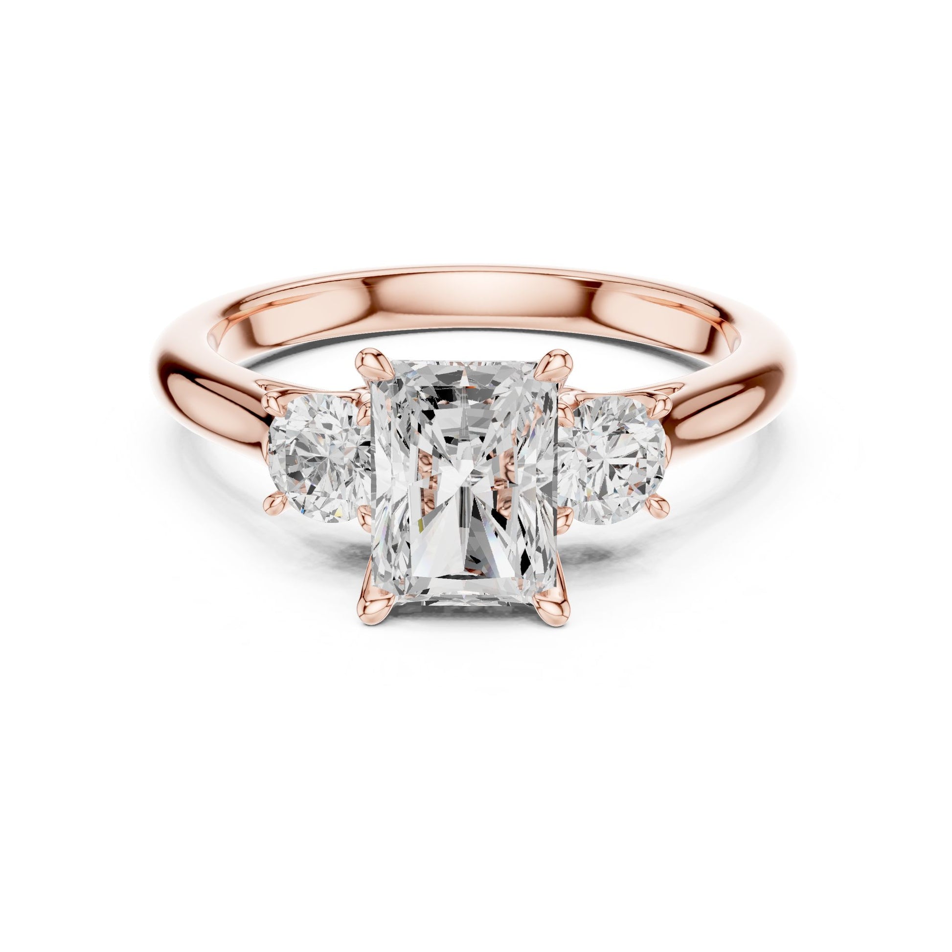 Radiant Lab Grown Diamond Three-Stone Engagement Ring