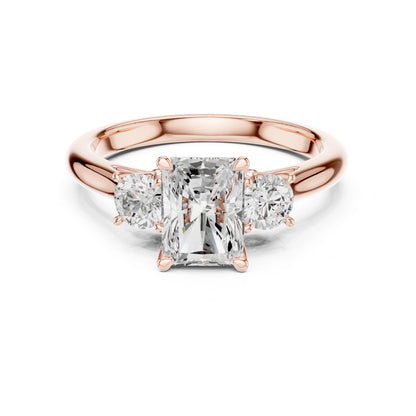 Radiant Lab Grown Diamond Three-Stone Engagement Ring