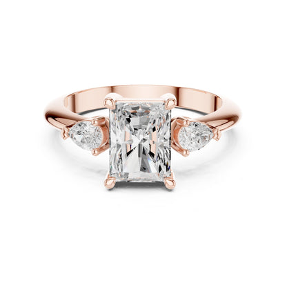 Radiant Lab Grown Diamond Three-Stone Engagement Ring