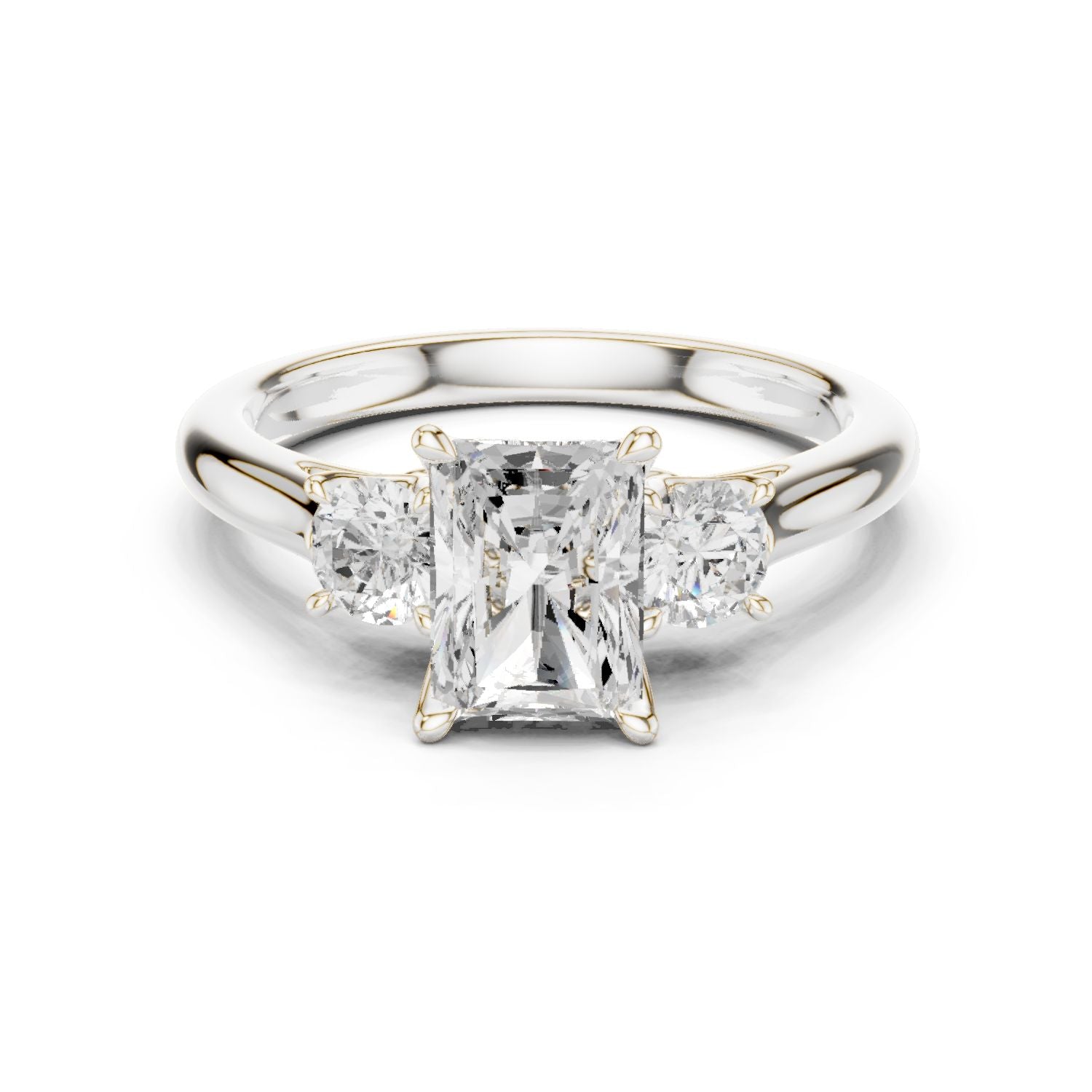 Radiant Lab Grown Diamond Three-Stone Engagement Ring