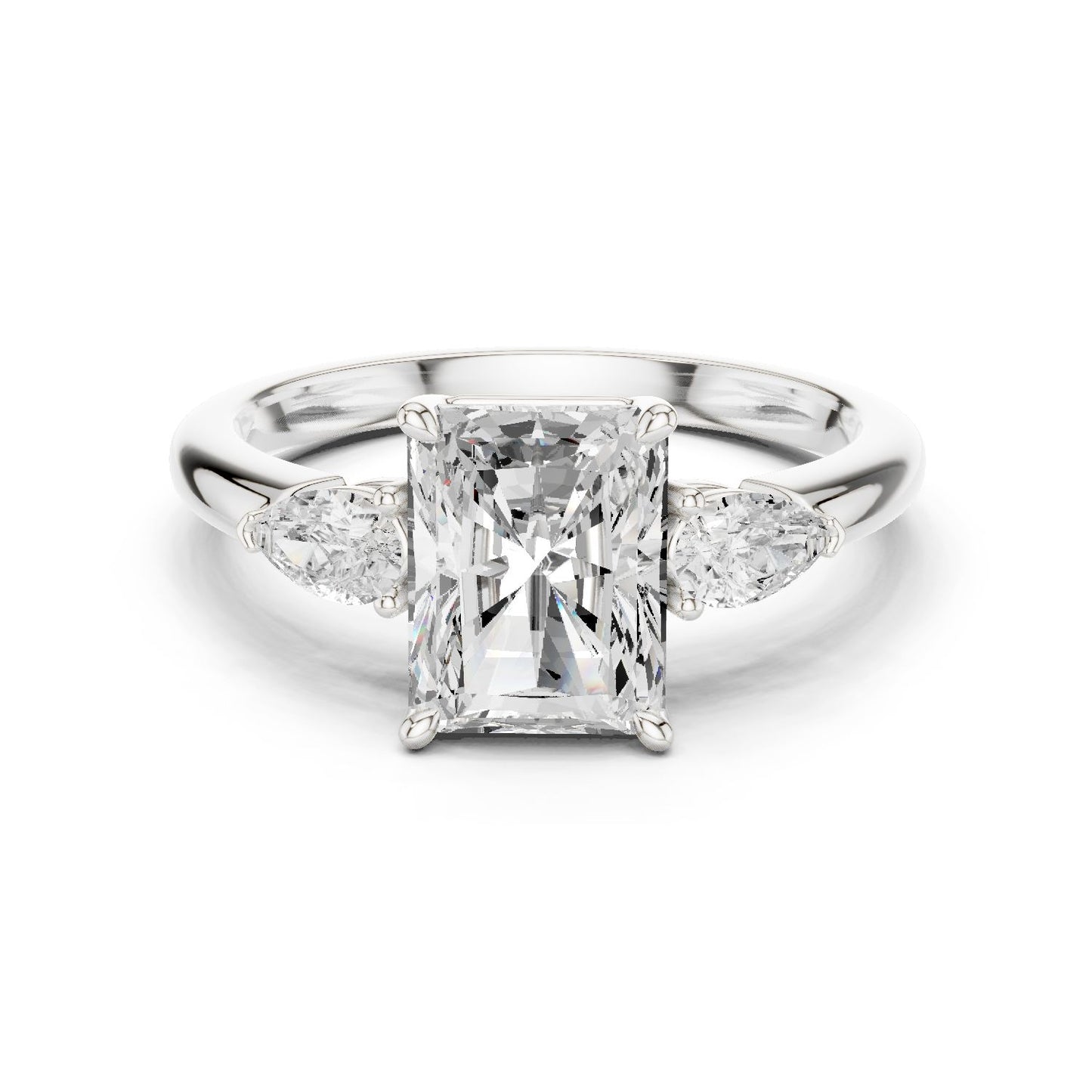 Radiant Lab Grown Diamond Three-Stone Engagement Ring