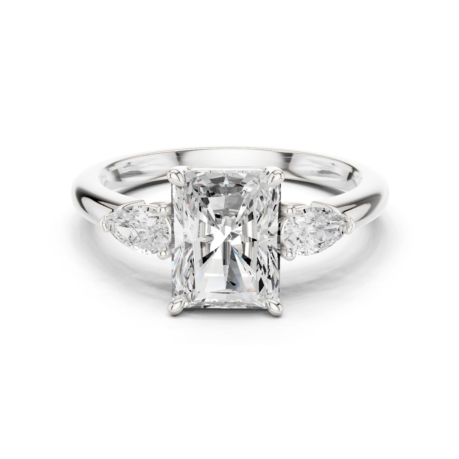 Radiant Lab Grown Diamond Three-Stone Engagement Ring